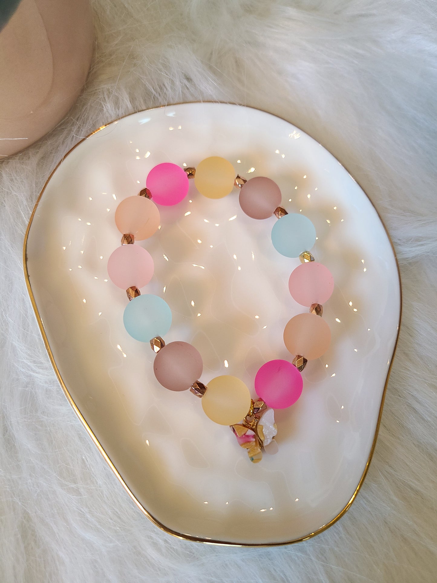 Pastel Glass Butterfly Bead Bracelet