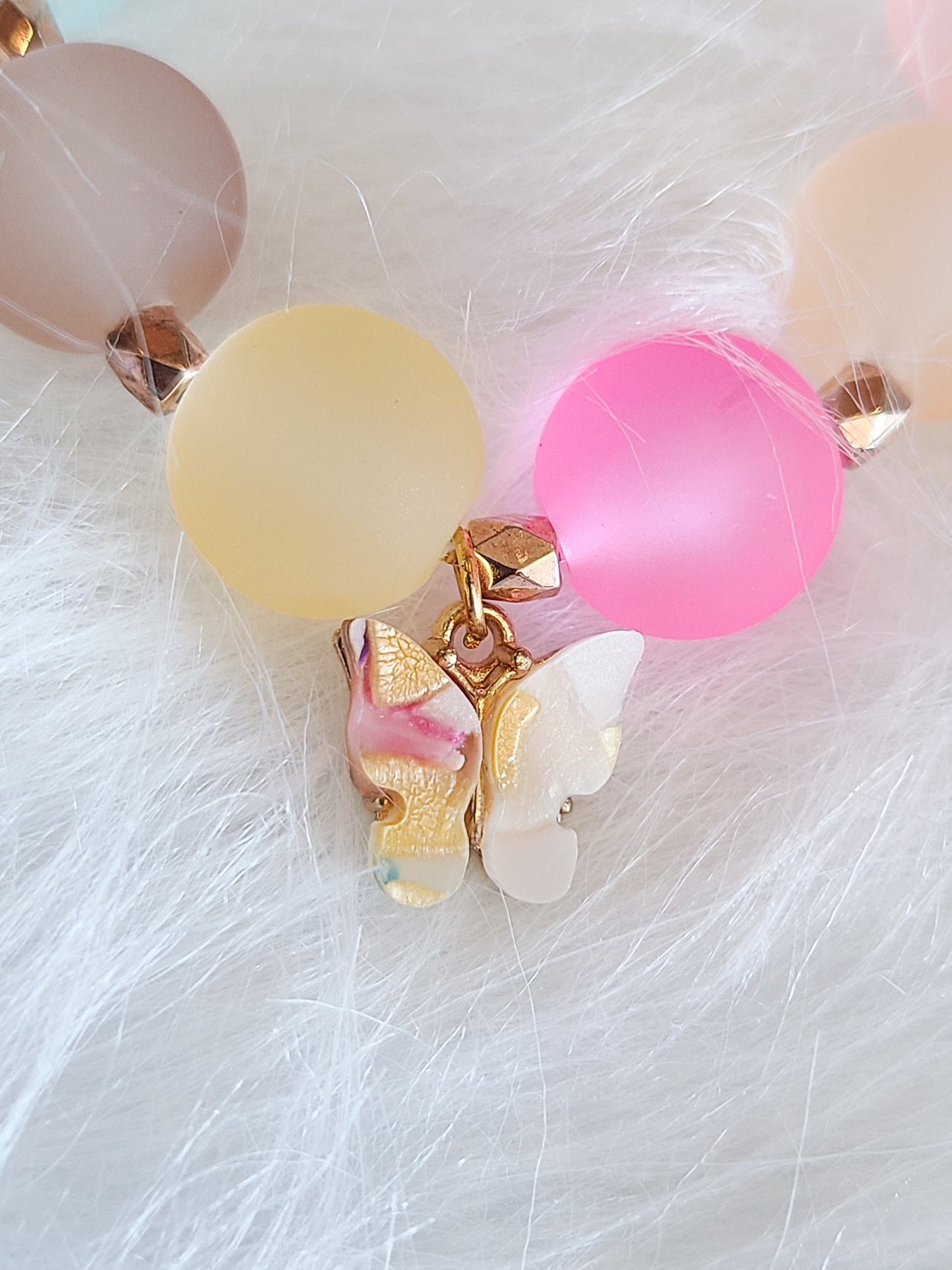 Pastel Glass Butterfly Bead Bracelet