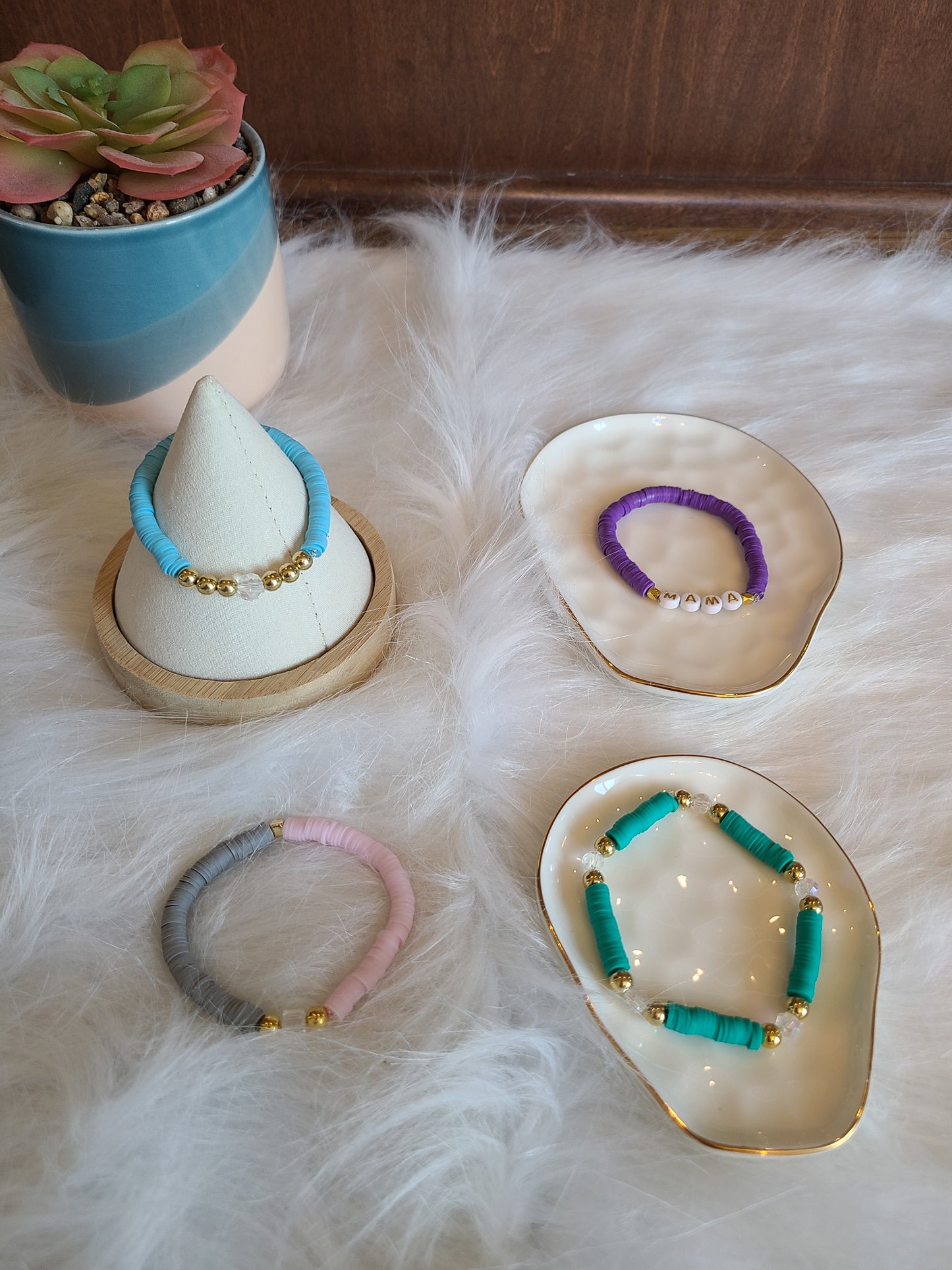 Mama Multicolor Heishi Bead Bracelet Set