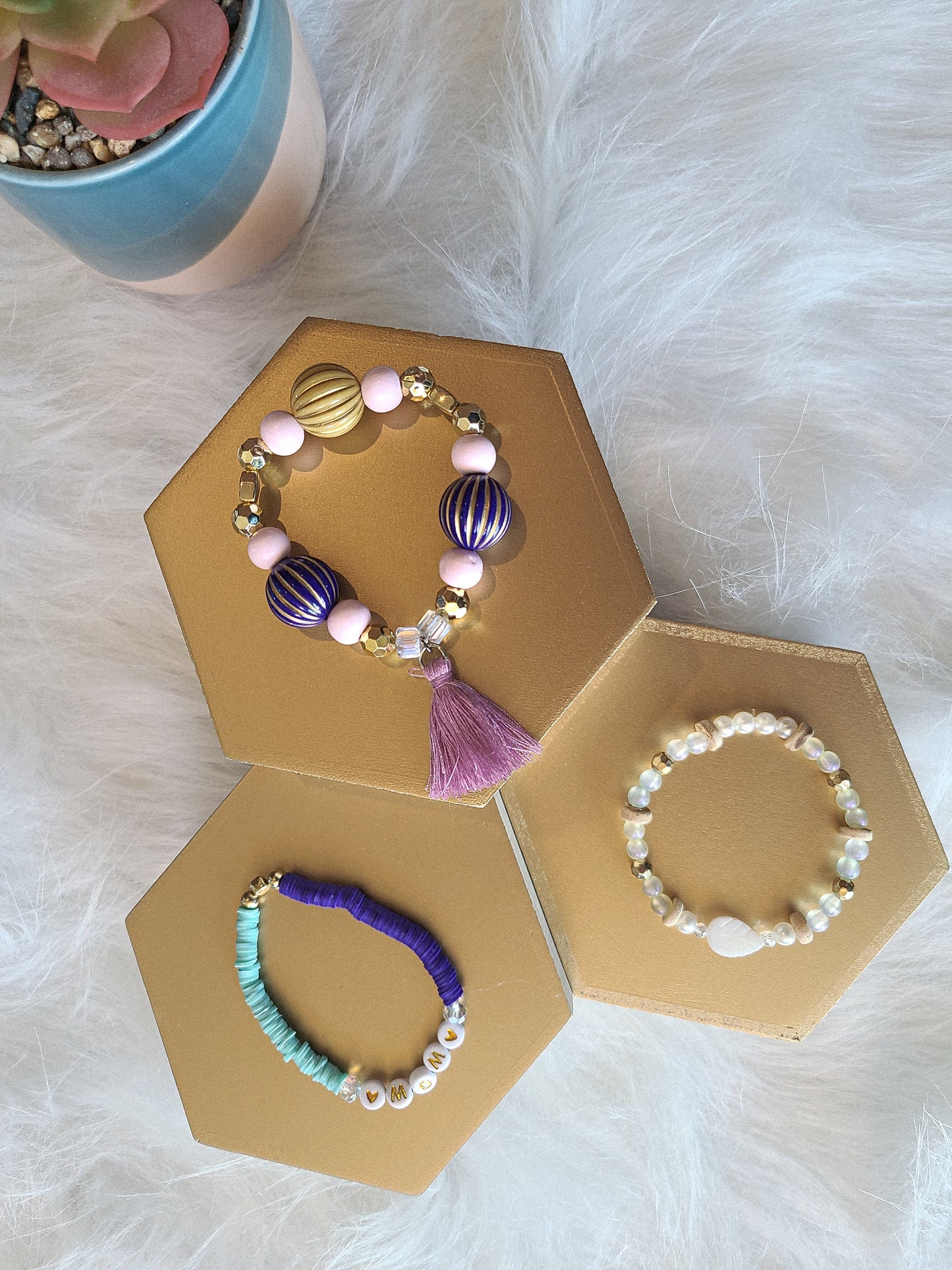 Beaded Tassel Mom Bracelet Set