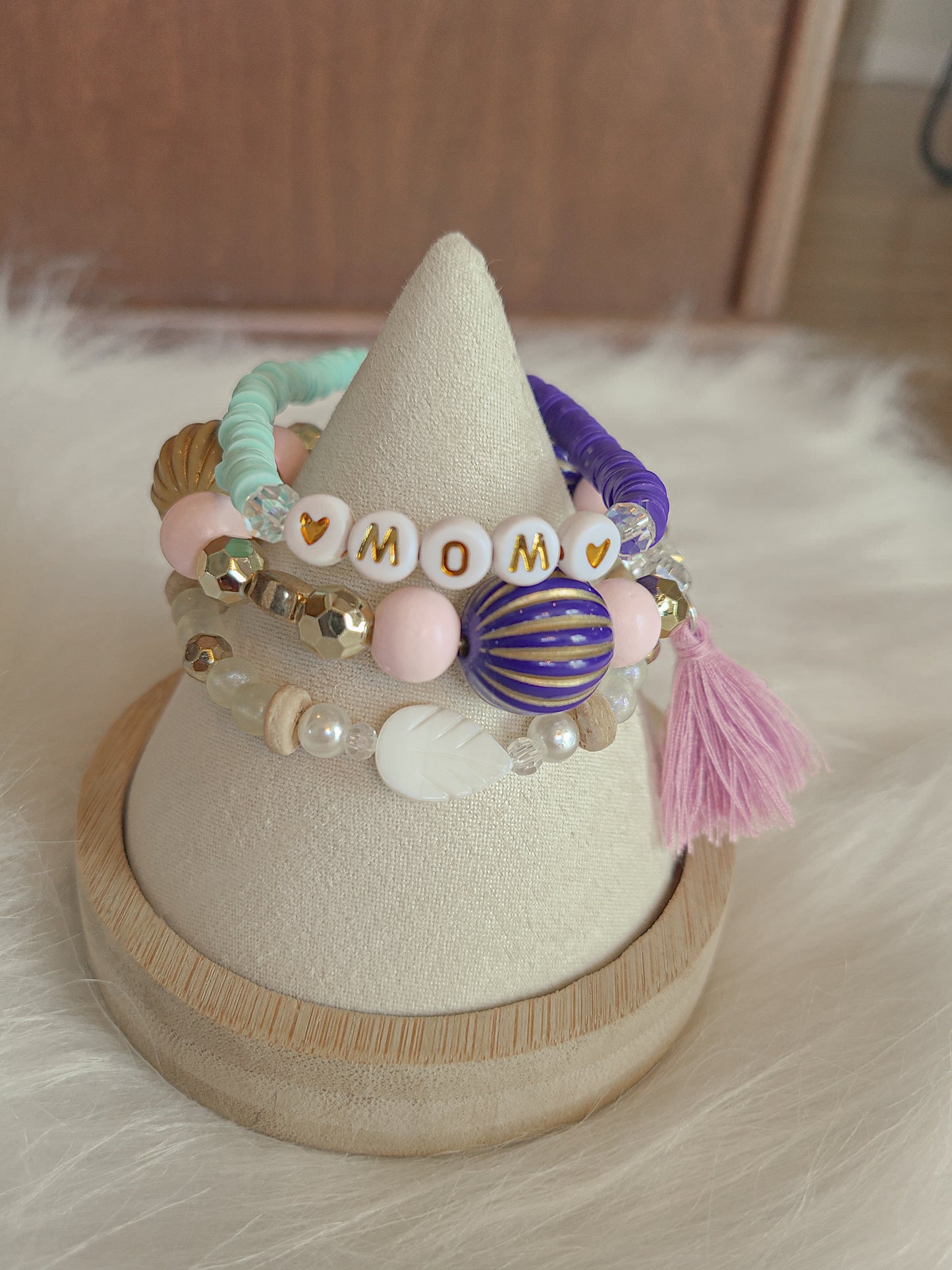 Beaded Tassel Mom Bracelet Set