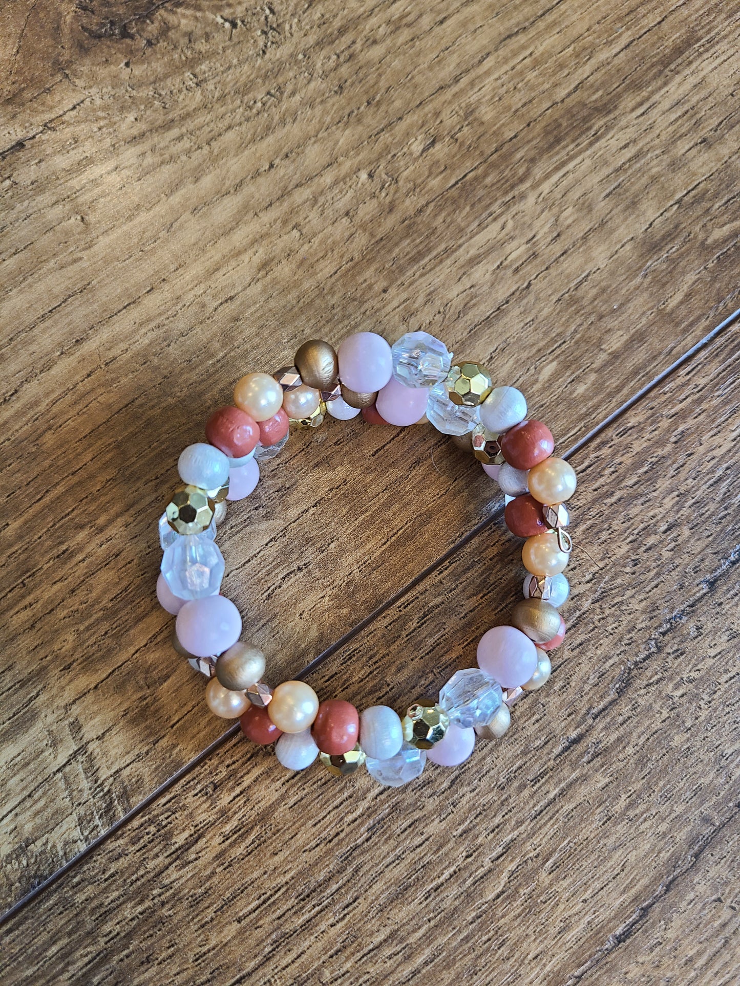 Layered Memory Wire Gold Beaded Bracelet