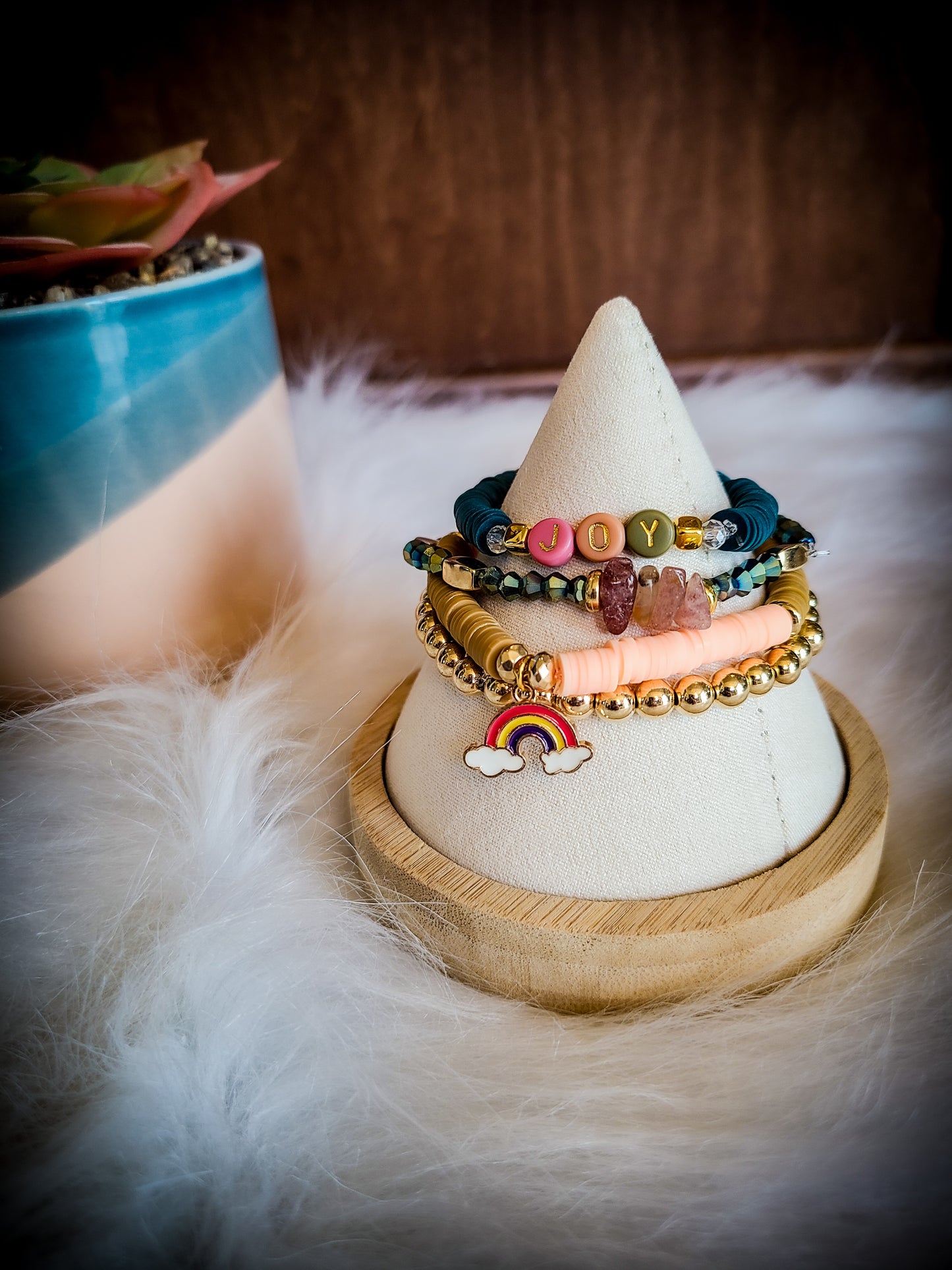 Joyful Rainbow Beaded Bracelet Gift Set