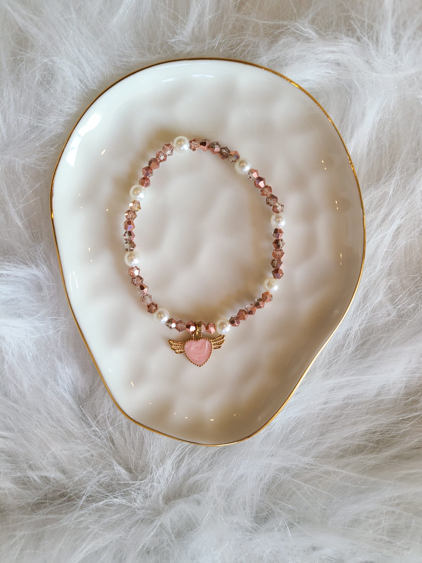 Winged Heart Love Charm Bracelet Gift Set