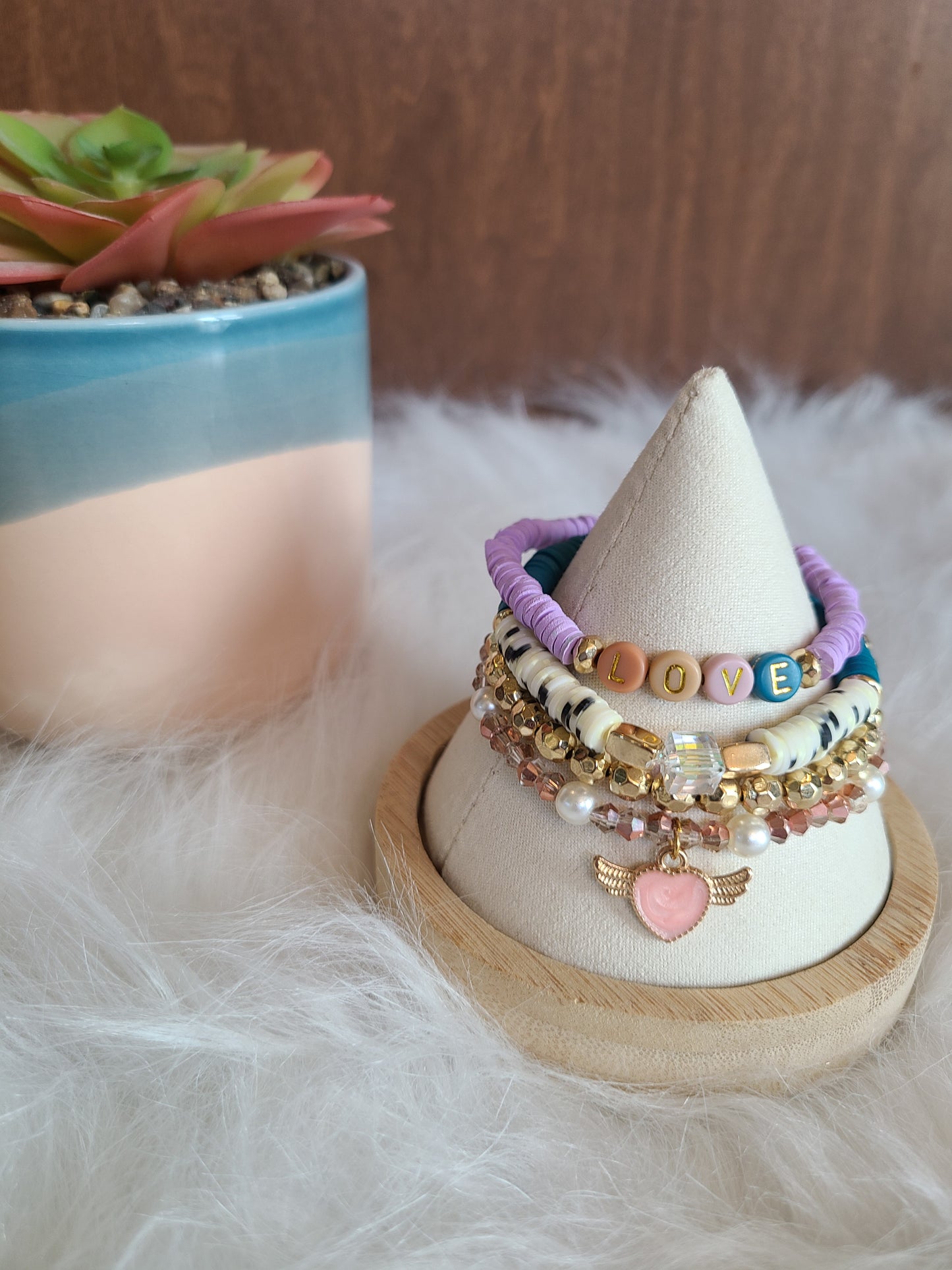 Winged Heart Love Charm Bracelet Gift Set