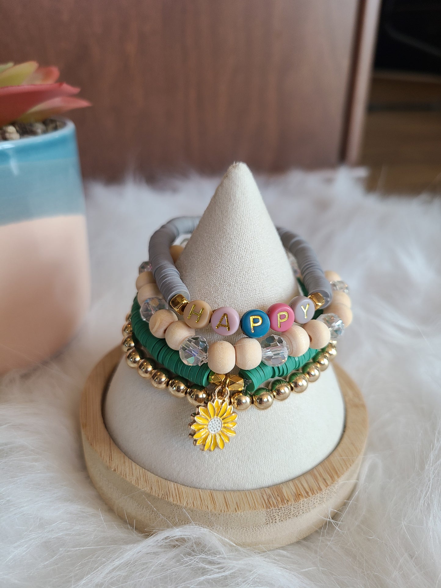 Happy Sunflower Beaded Bracelet Gift Set
