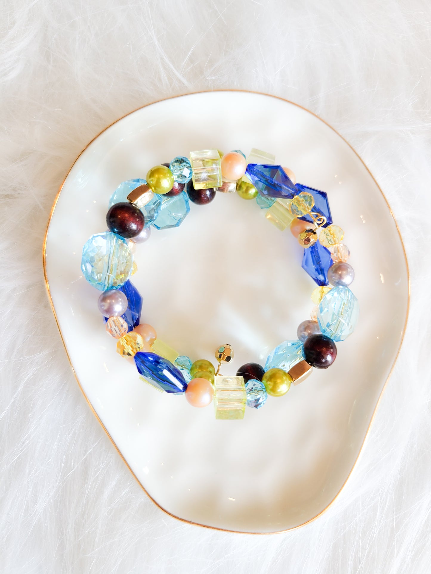 Mixed Media Memory Wire Wrapped Bracelet