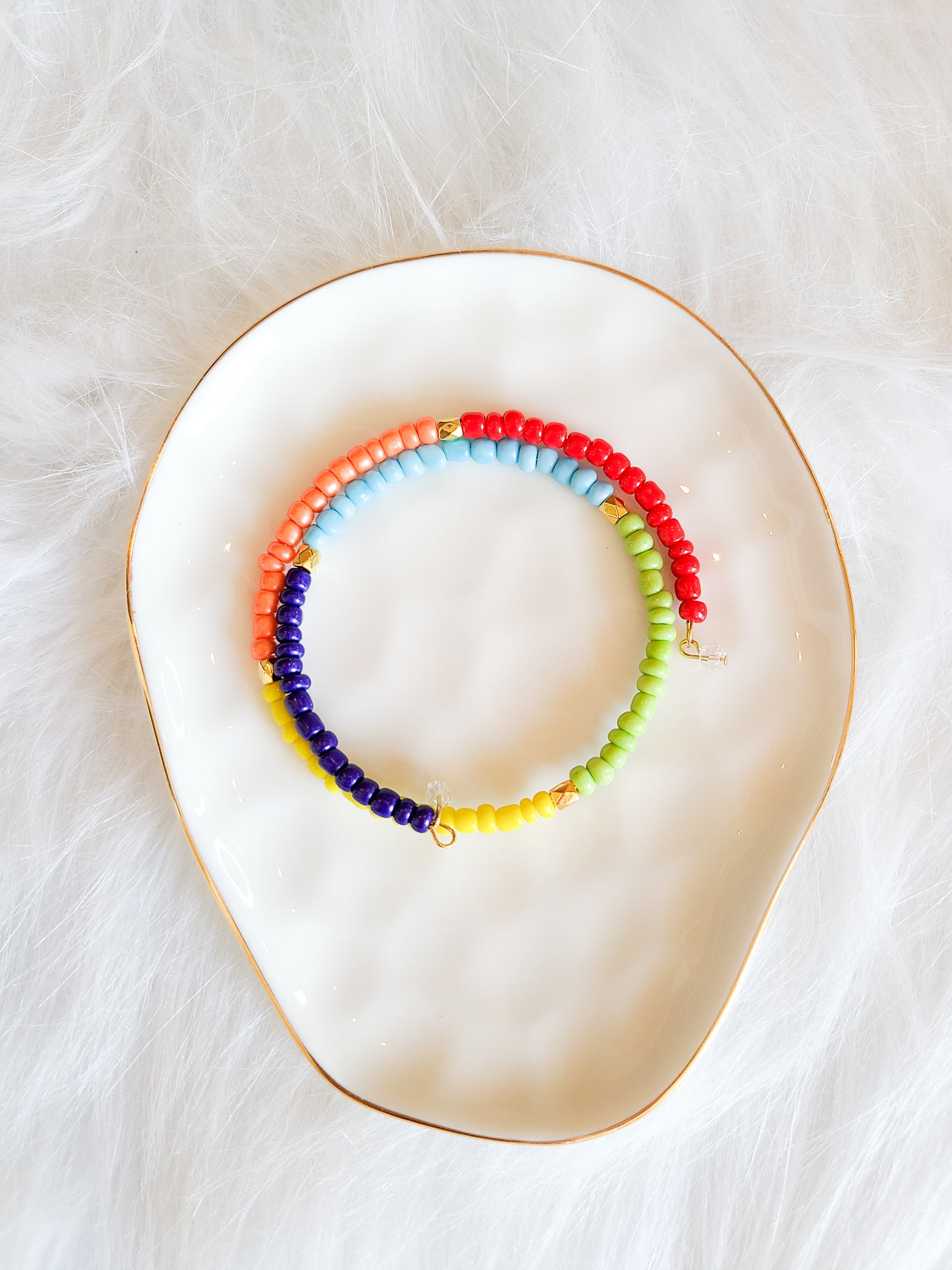 Layered Seed Bead Bangle Memory Wire Bracelet