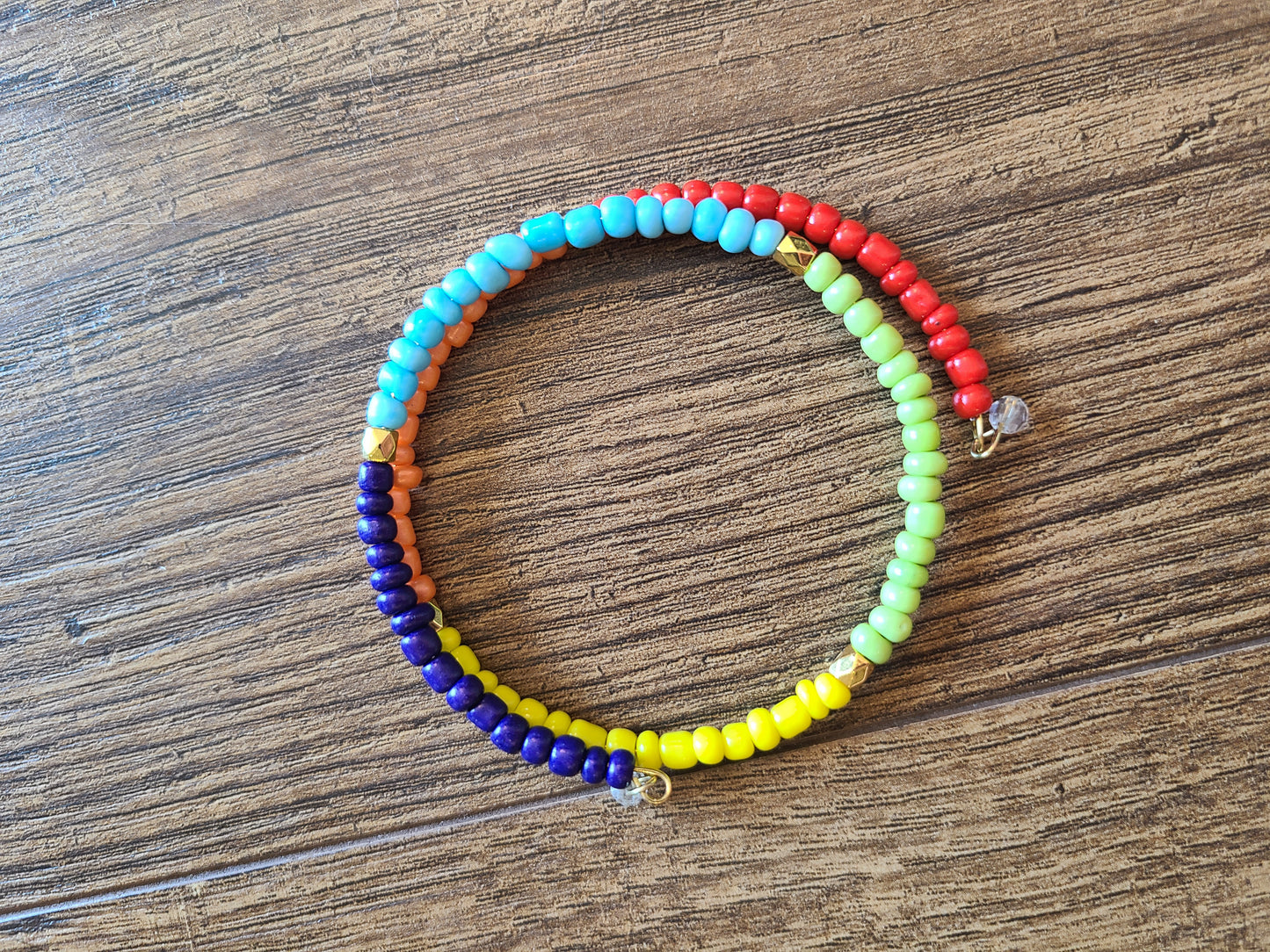 Layered Seed Bead Bangle Memory Wire Bracelet