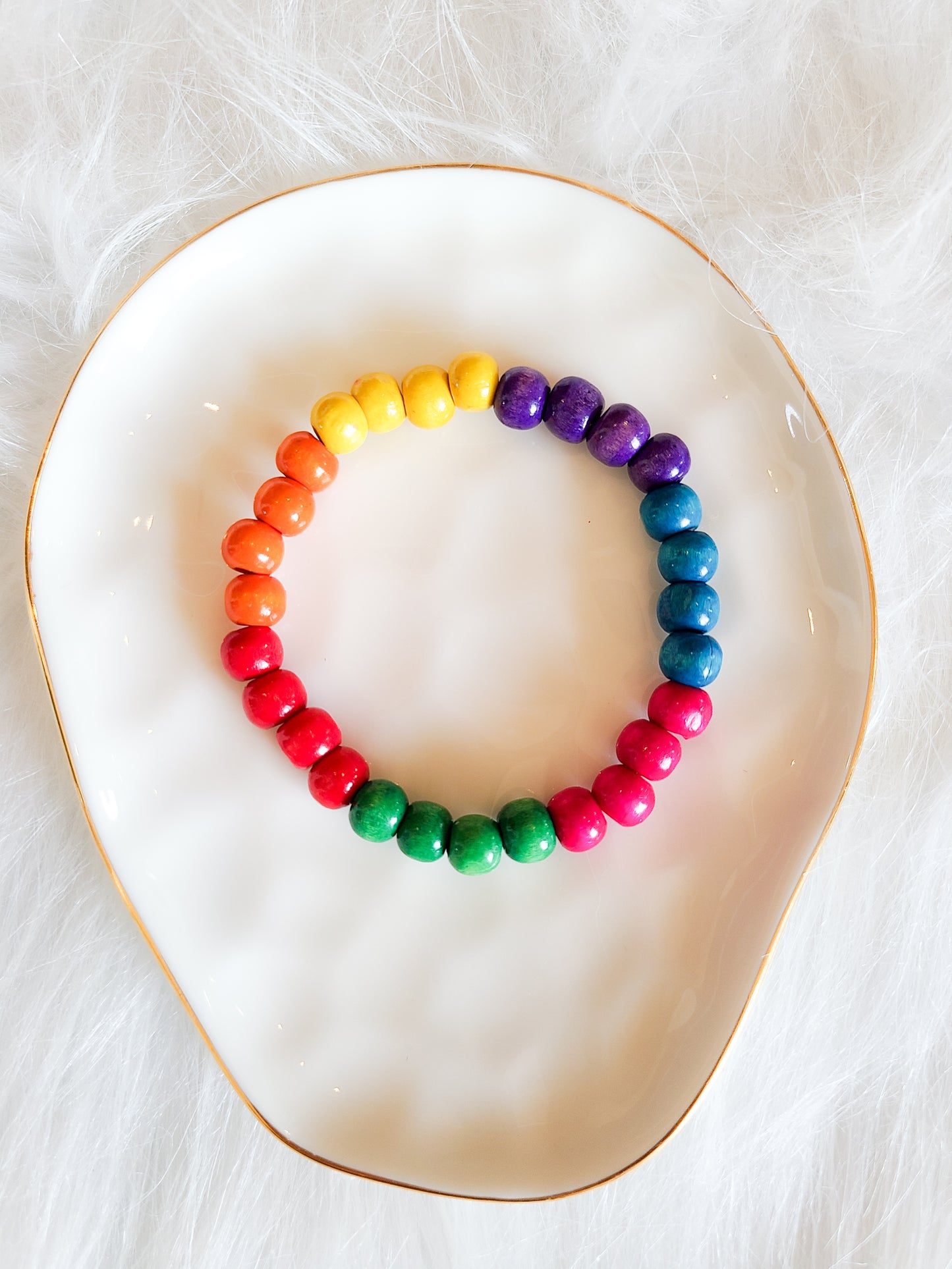 Rainbow Harmony Wood Bead Bracelet and Necklace Set