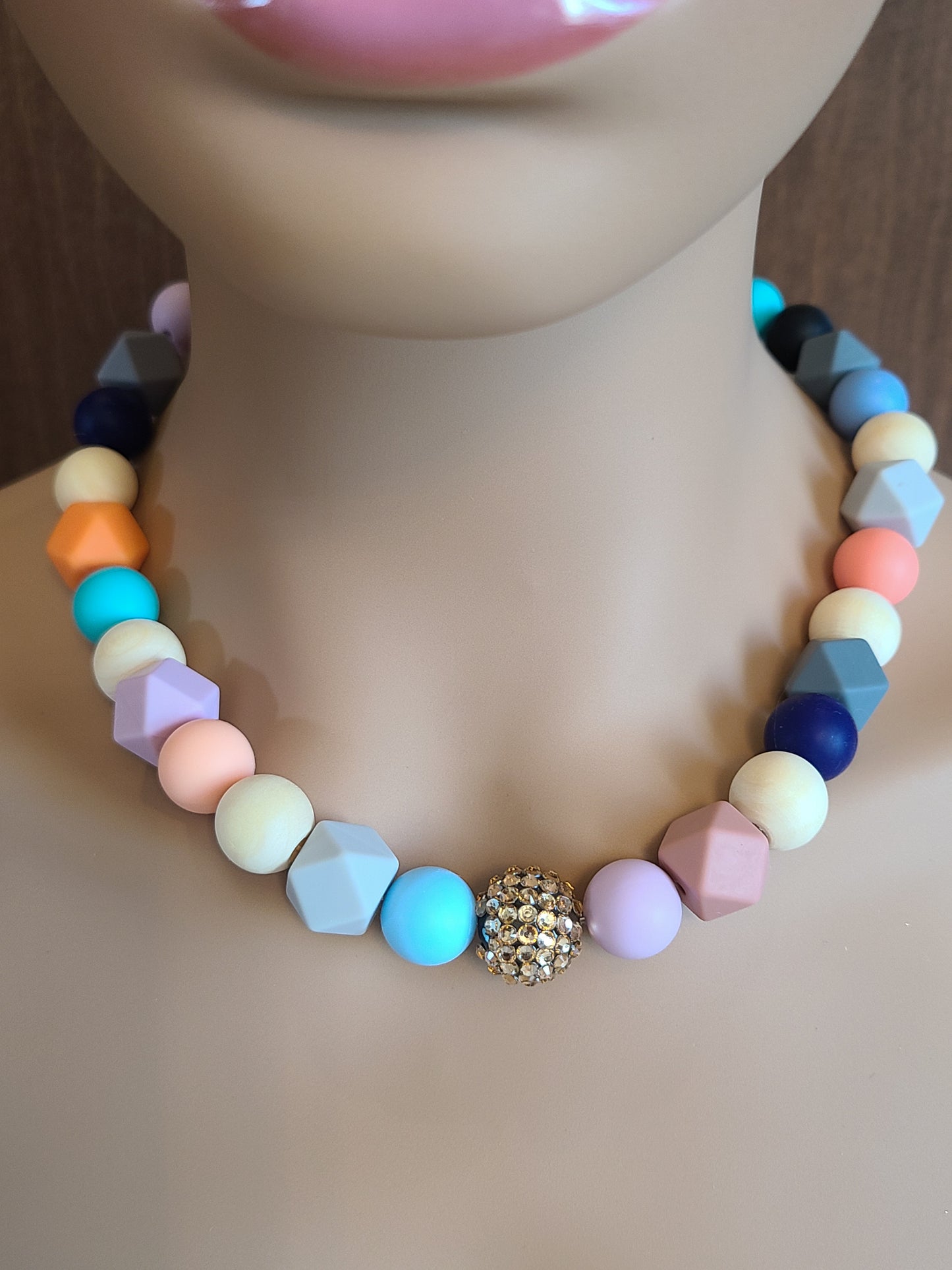 Sparkling Silicone Bead Bracelet and Necklace Set