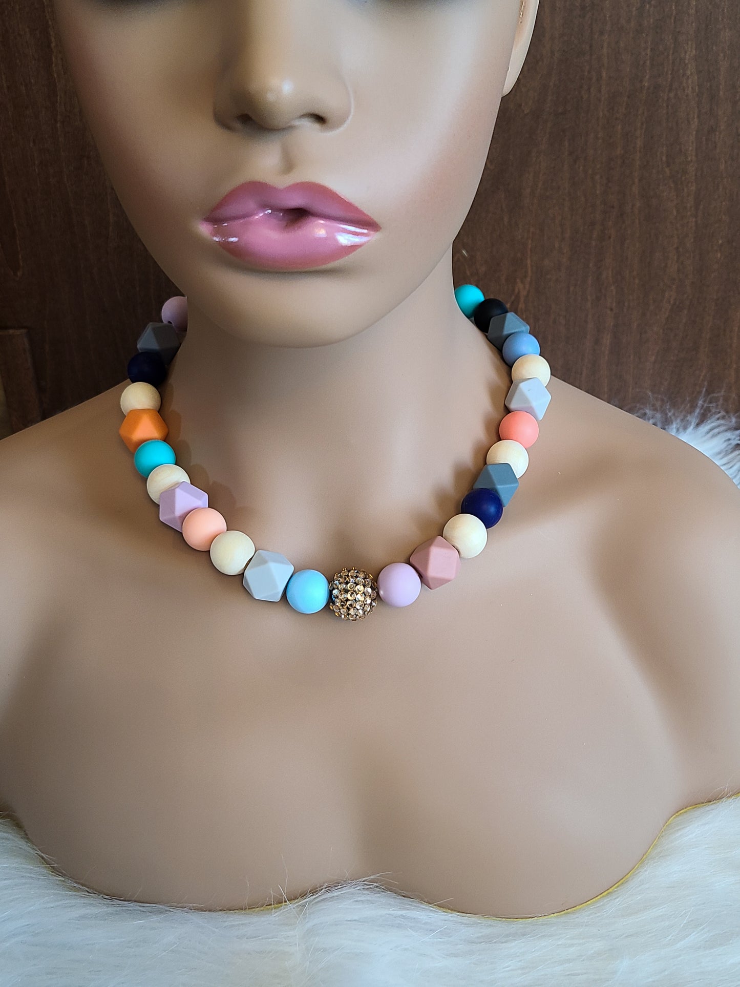 Sparkling Silicone Bead Bracelet and Necklace Set