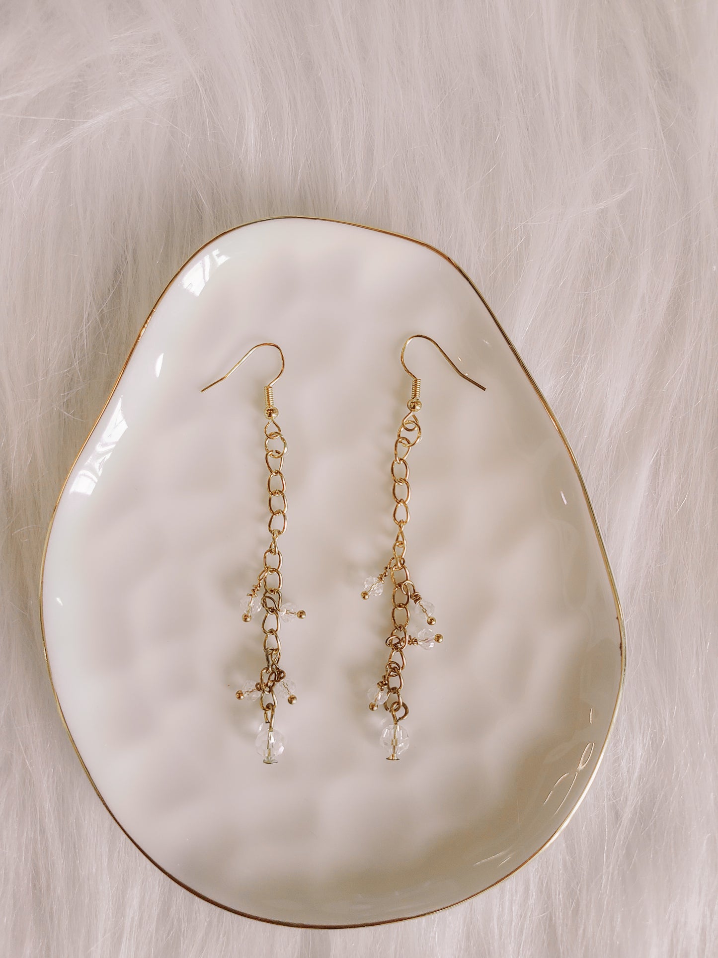 Crystal Drop Long Dangly Beaded Earrings