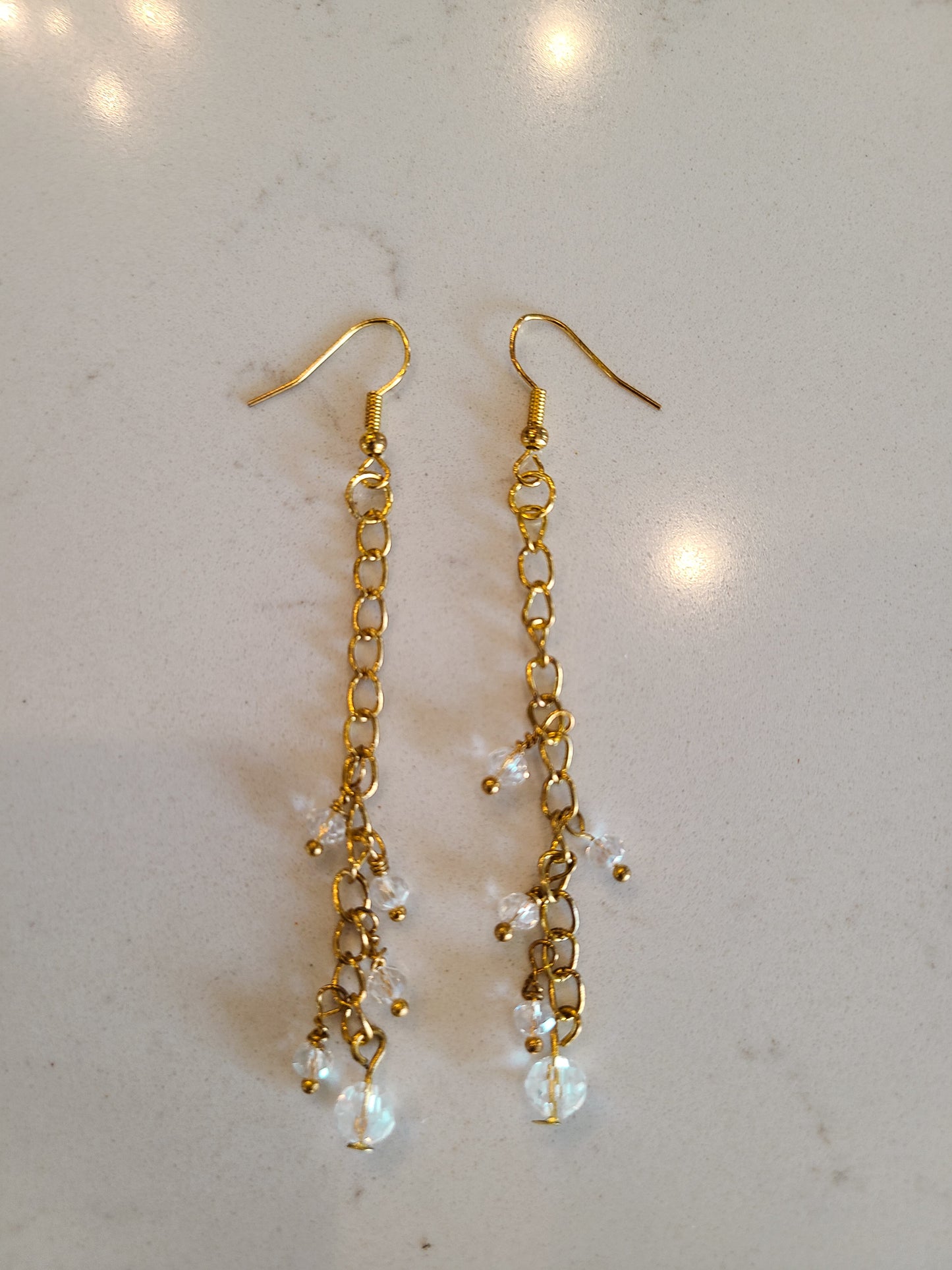 Crystal Drop Long Dangly Beaded Earrings