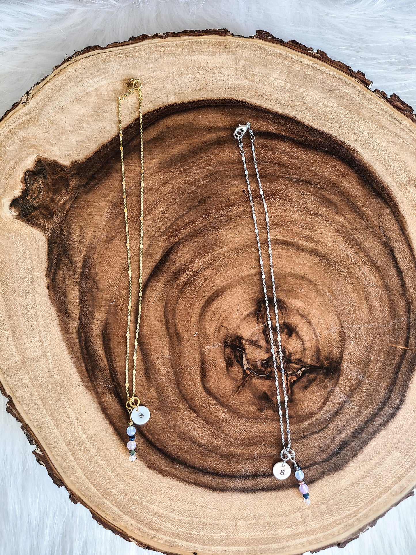 Custom Personalized Confetti Chain Initial Pendant Necklace