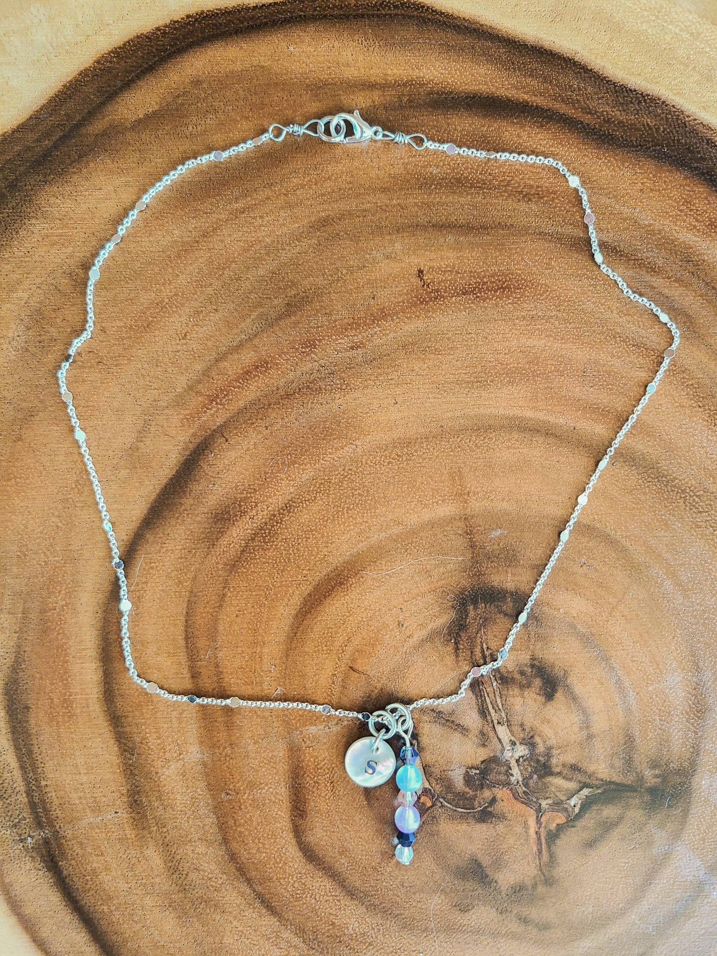 Custom Personalized Confetti Chain Initial Pendant Necklace