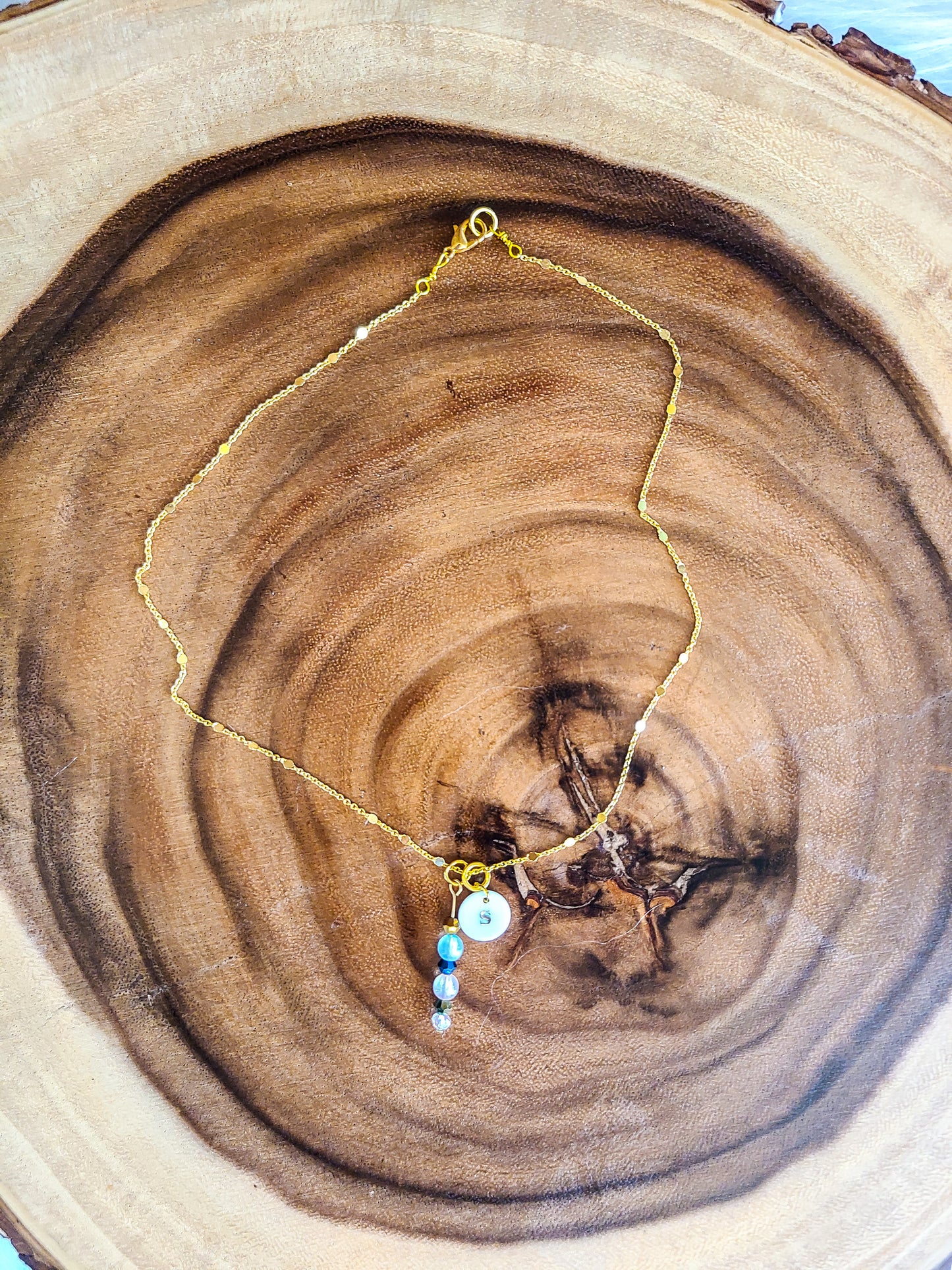 Custom Personalized Confetti Chain Initial Pendant Necklace