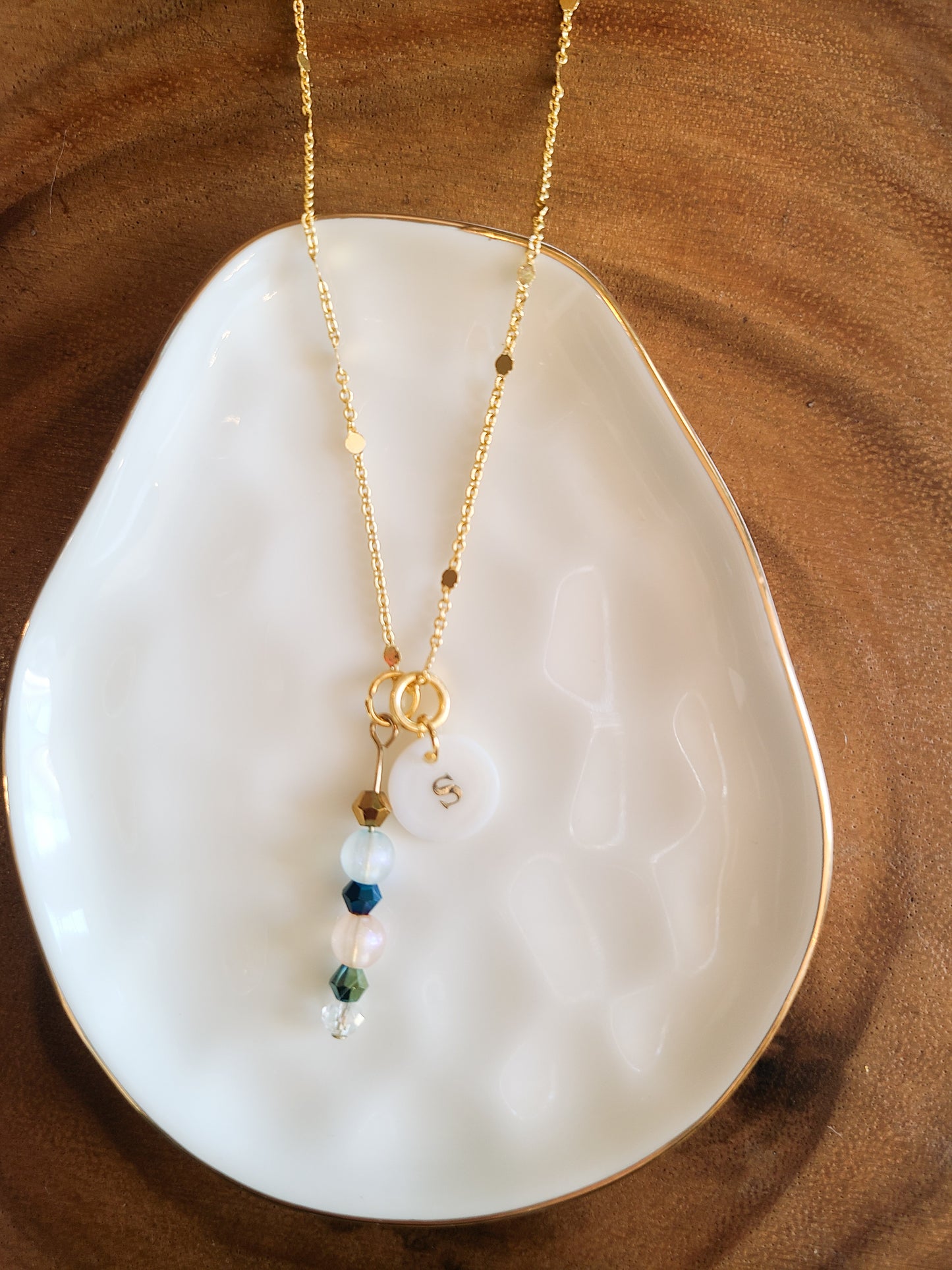 Custom Personalized Confetti Chain Initial Pendant Necklace