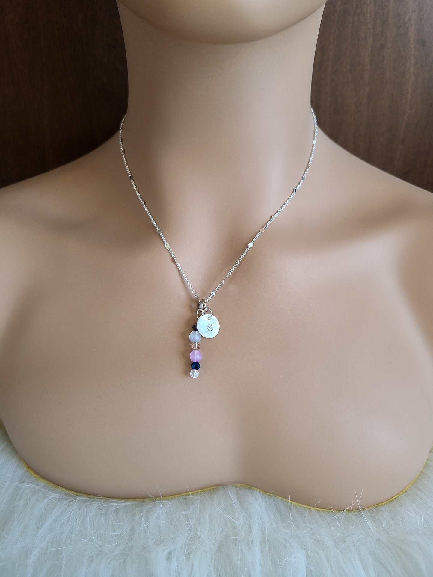 Custom Personalized Confetti Chain Initial Pendant Necklace