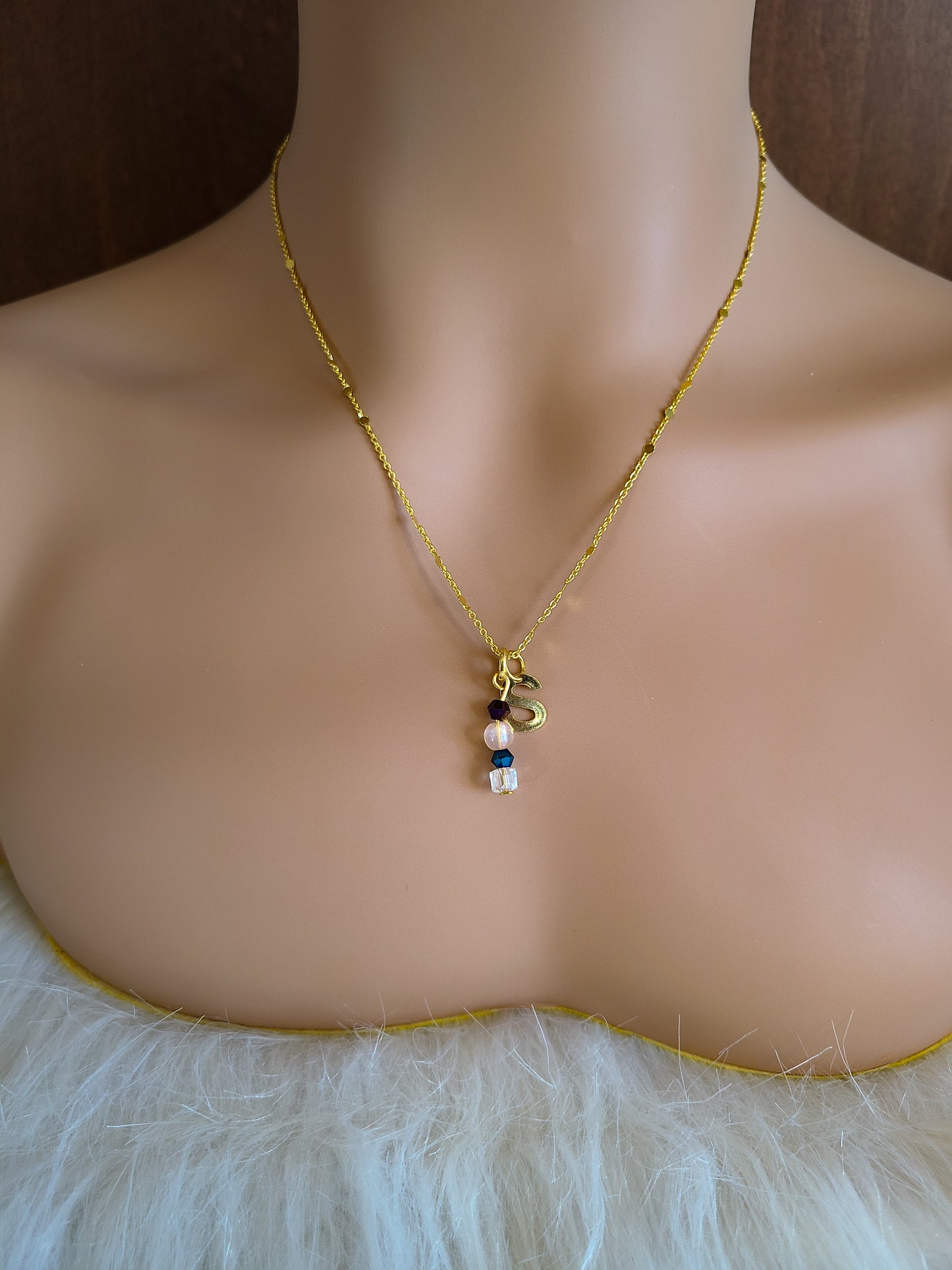 Custom Personalized Confetti Chain Initial Charm Necklace