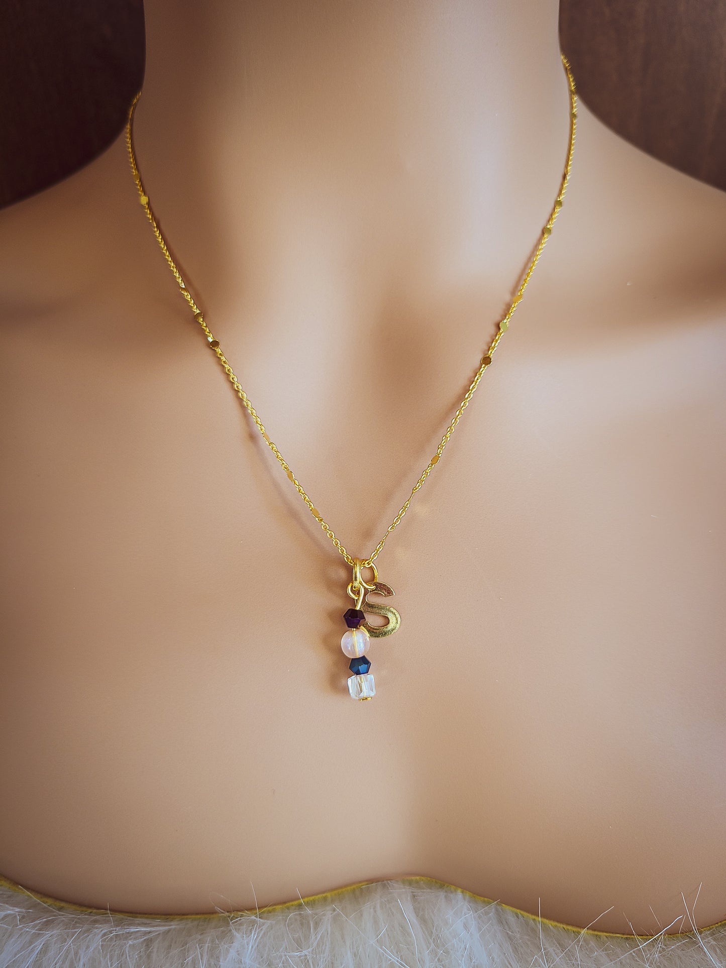 Custom Personalized Confetti Chain Initial Charm Necklace