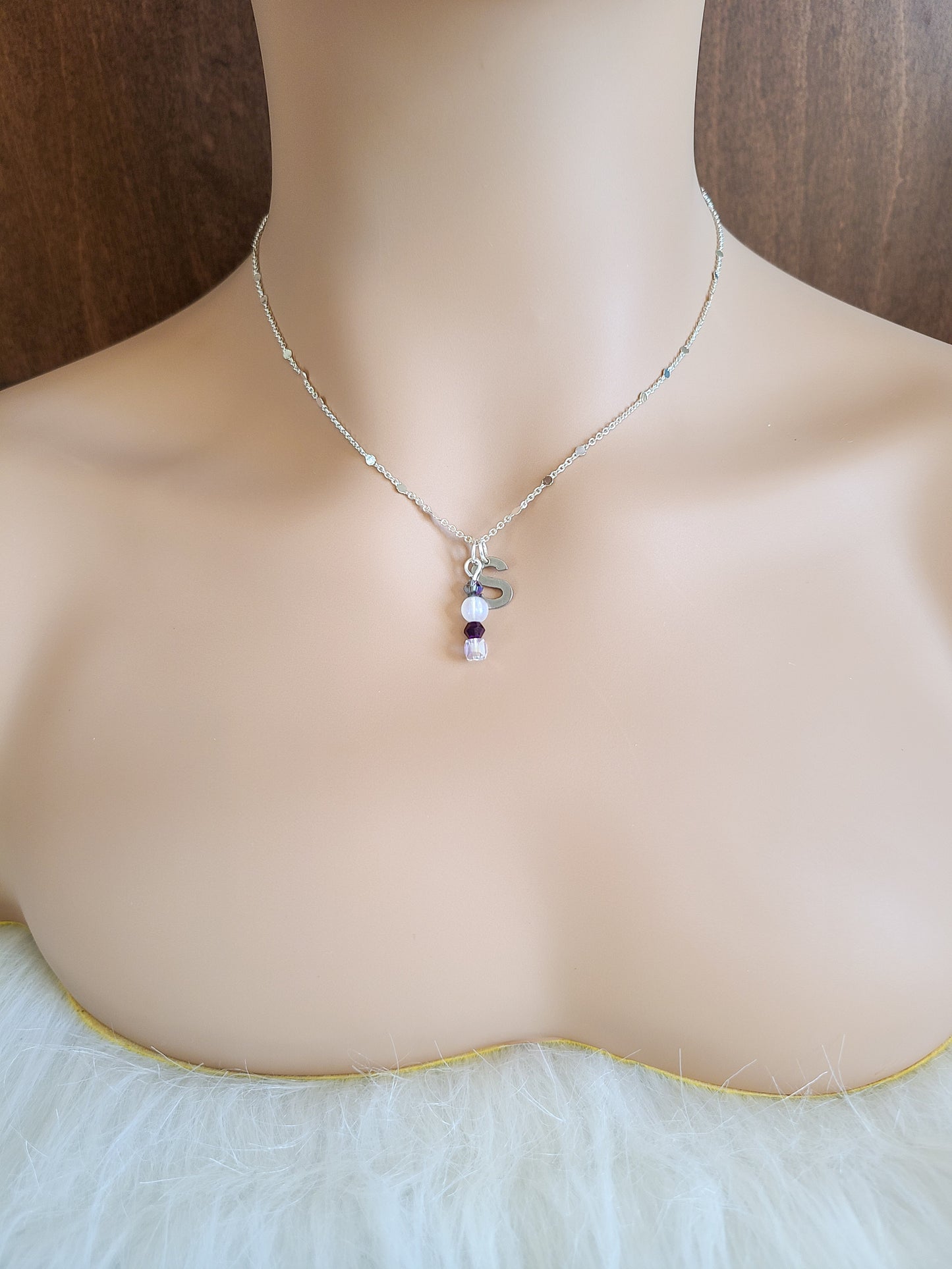 Custom Personalized Confetti Chain Initial Charm Necklace
