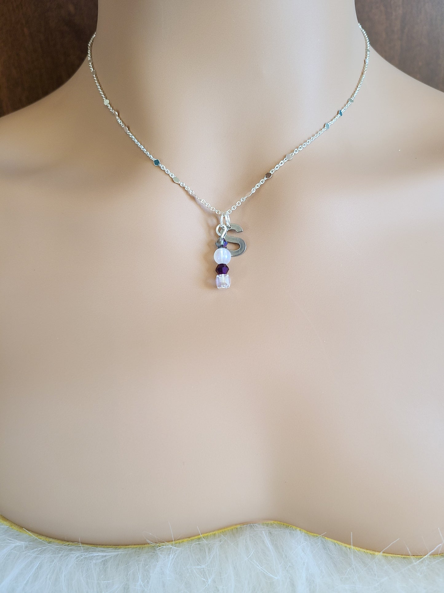 Custom Personalized Confetti Chain Initial Charm Necklace