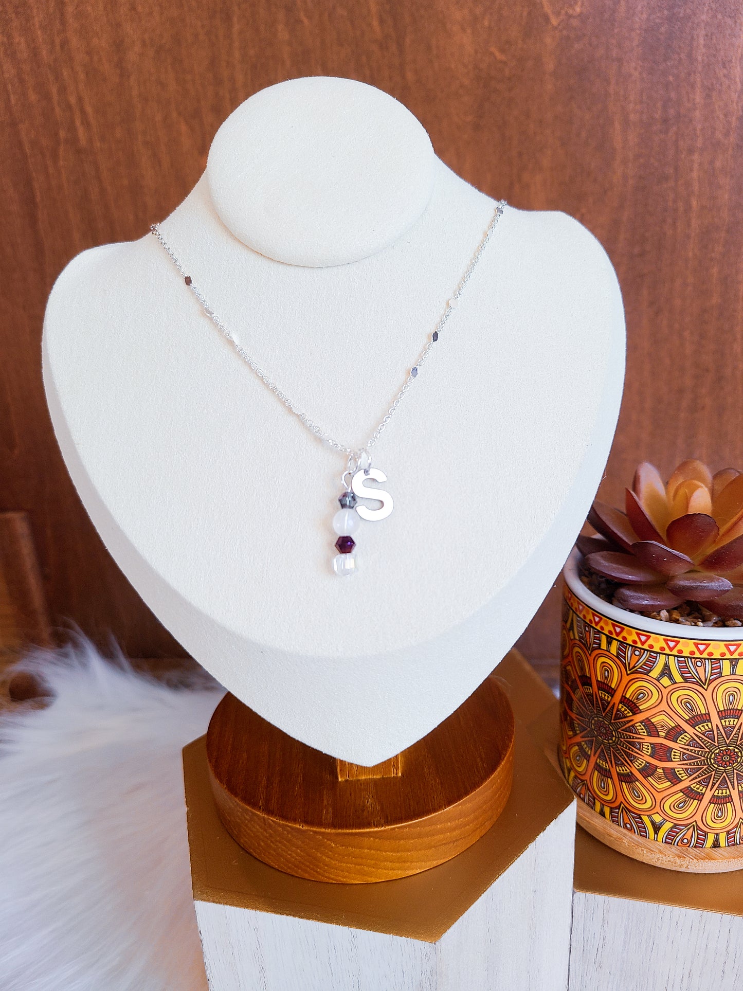 Custom Personalized Confetti Chain Initial Charm Necklace