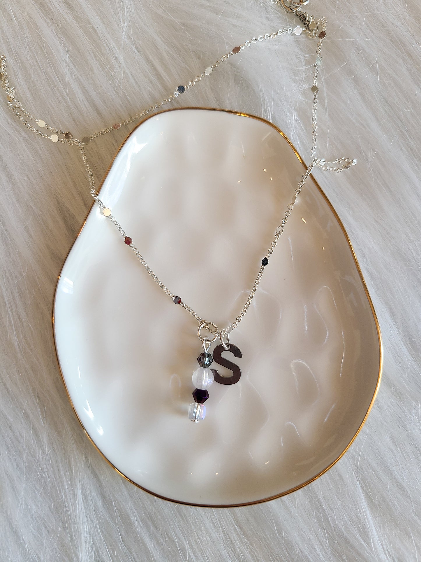 Custom Personalized Confetti Chain Initial Charm Necklace