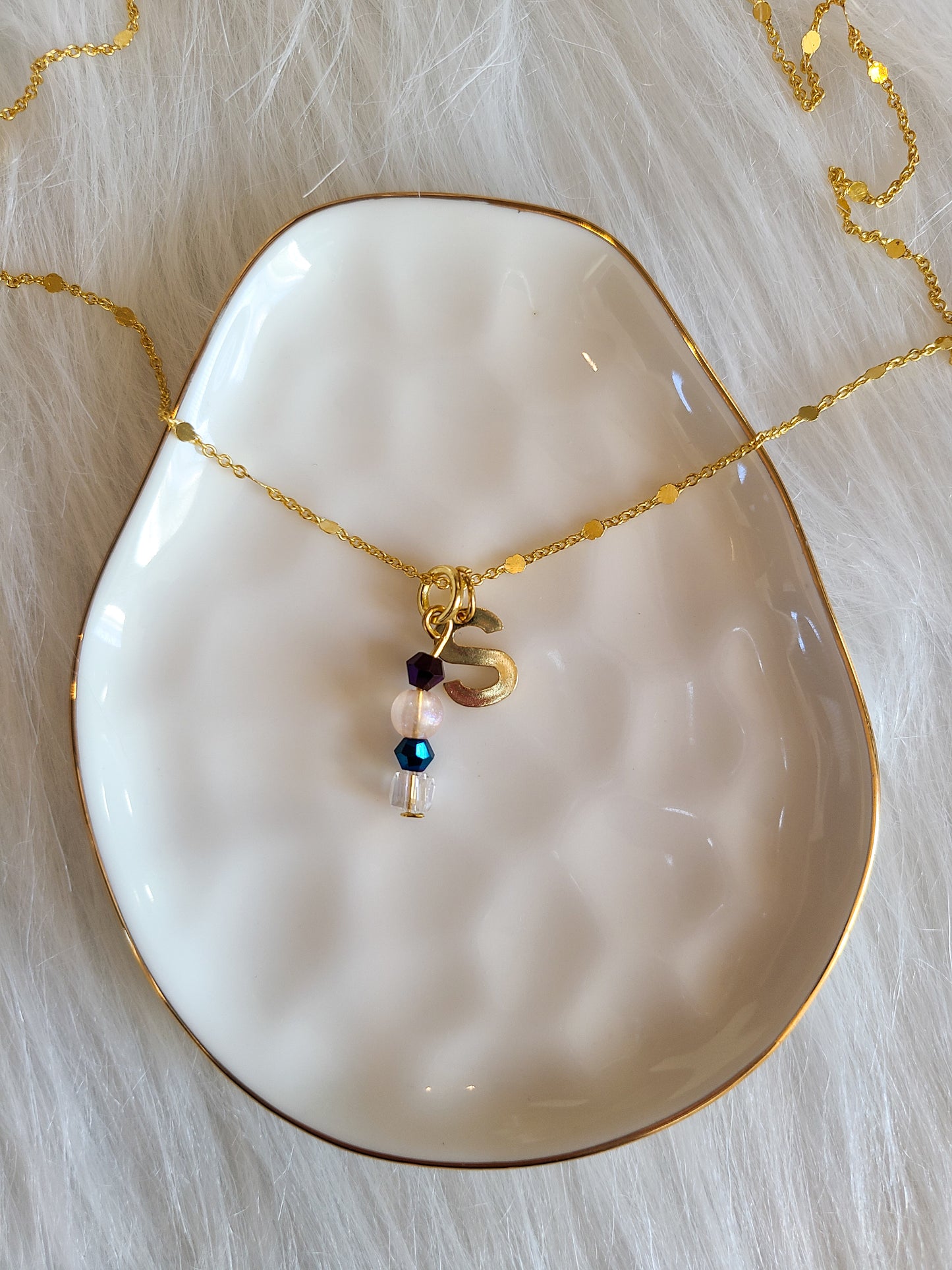 Custom Personalized Confetti Chain Initial Charm Necklace