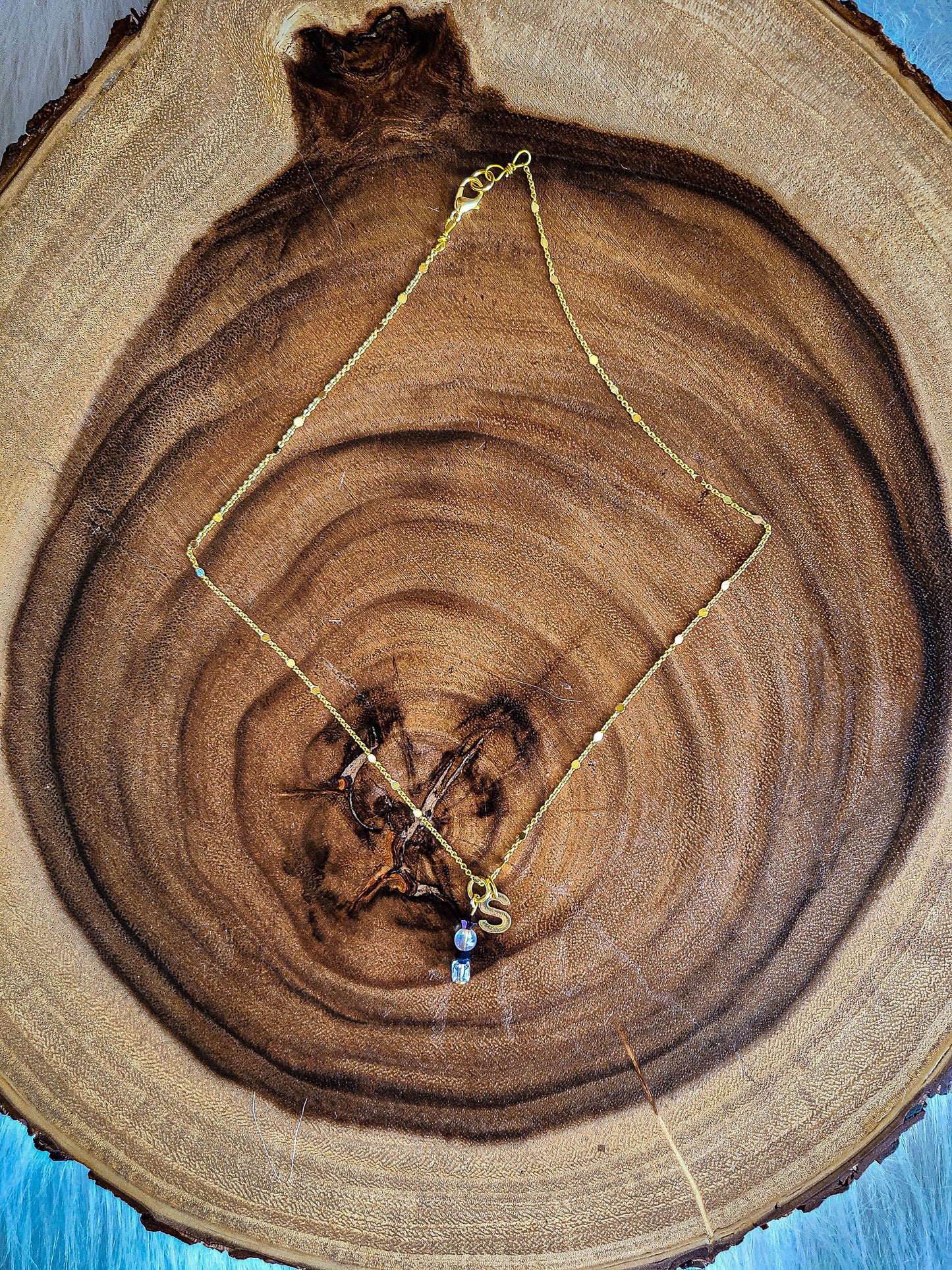 Custom Personalized Confetti Chain Initial Charm Necklace