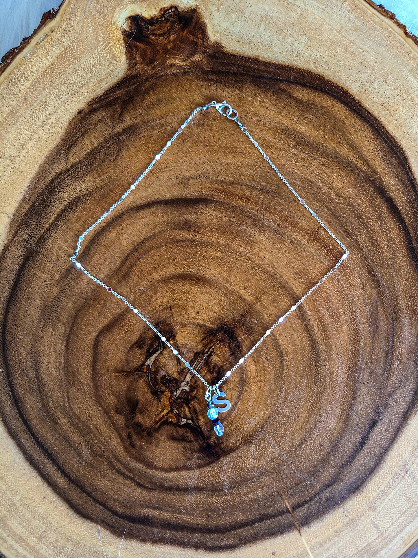 Custom Personalized Confetti Chain Initial Charm Necklace