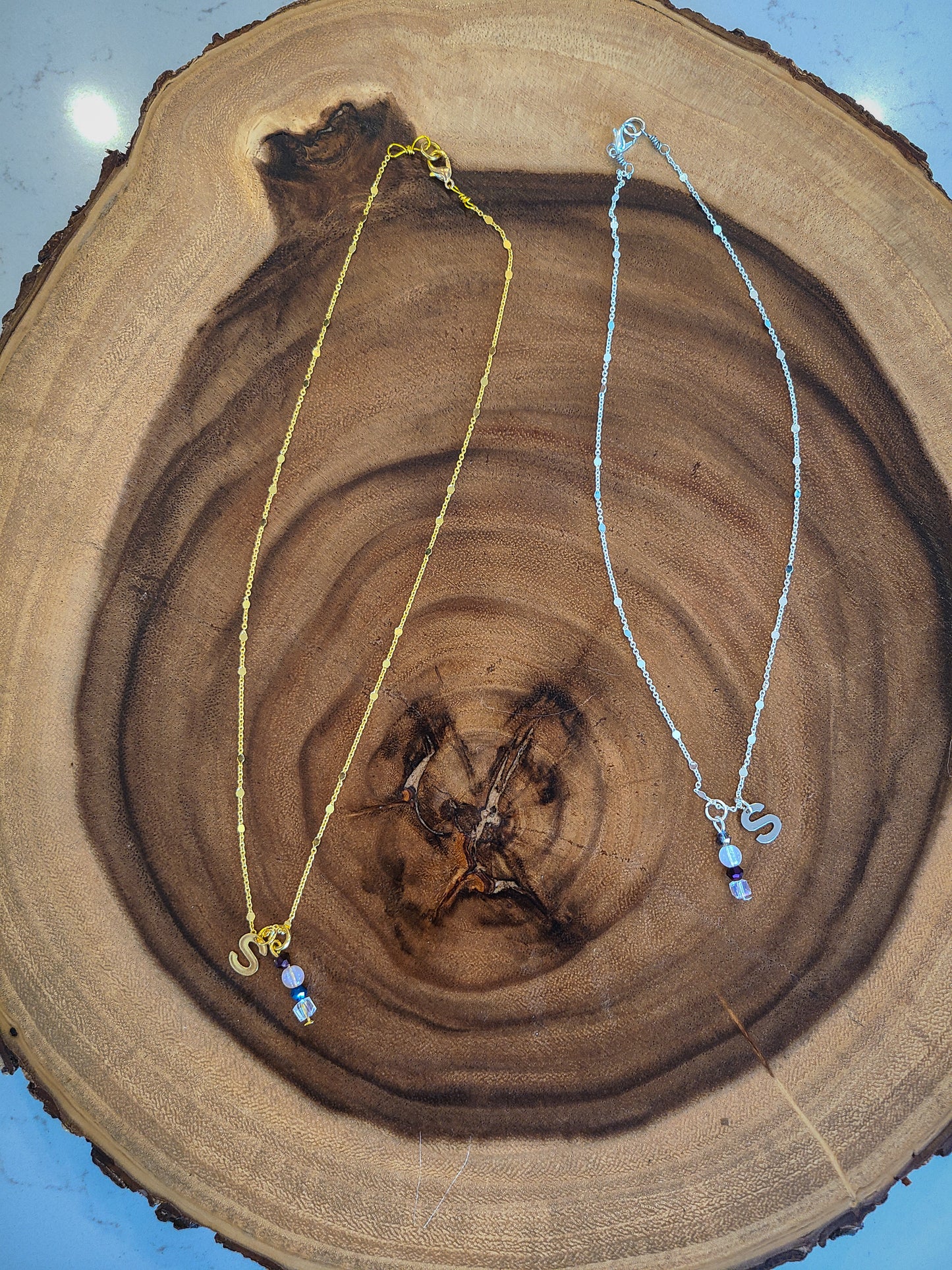 Custom Personalized Confetti Chain Initial Charm Necklace