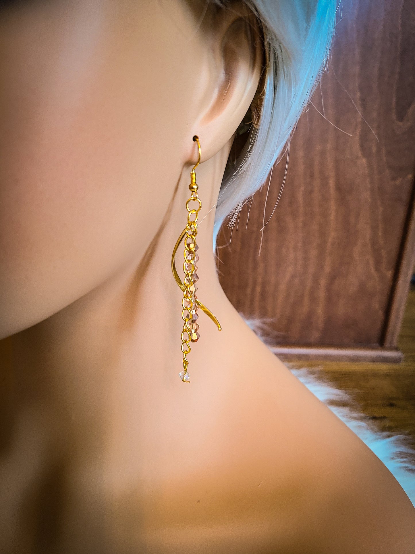 Three Strand Crystal Dangle Drop Earrings