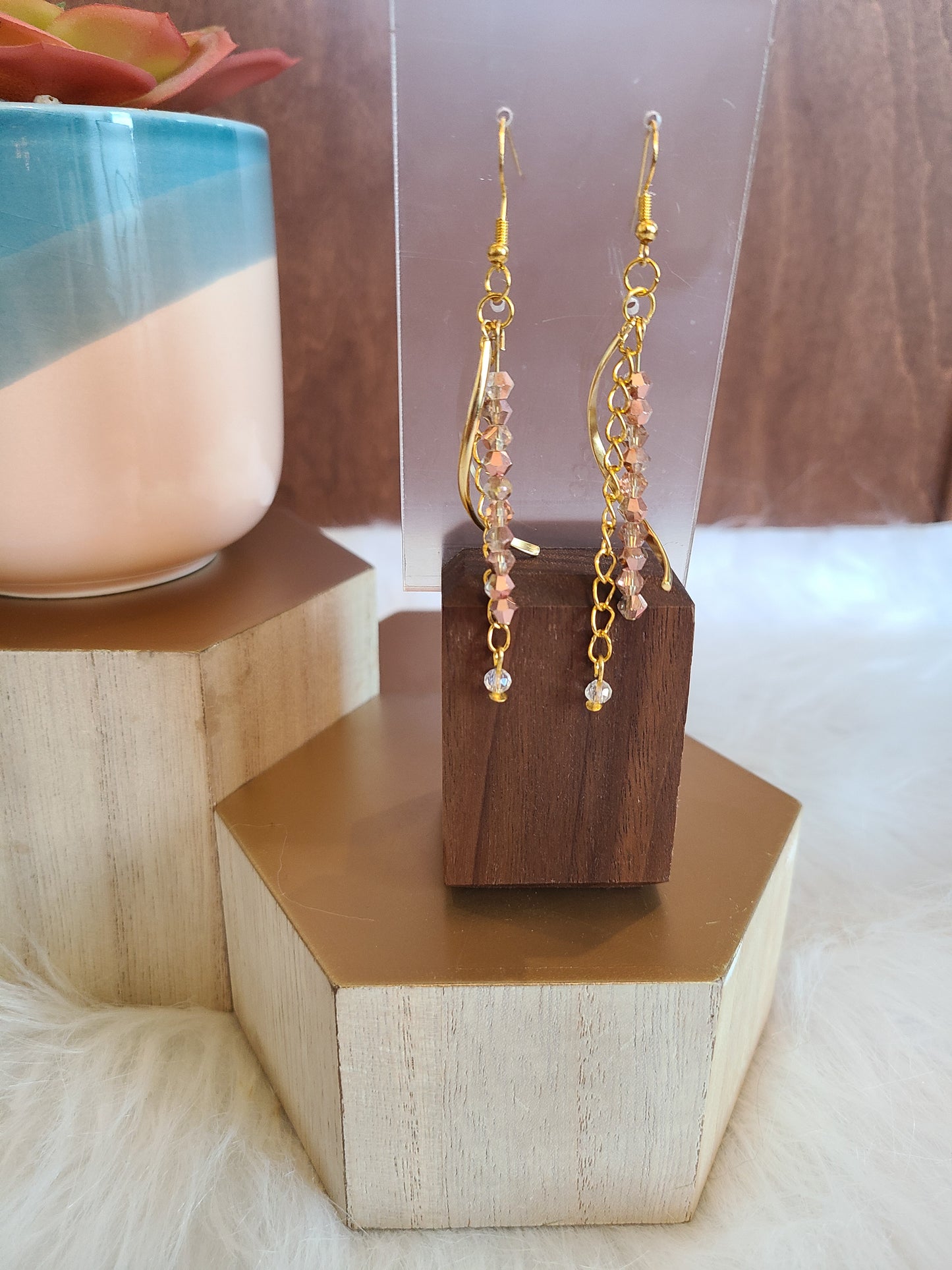 Three Strand Crystal Dangle Drop Earrings