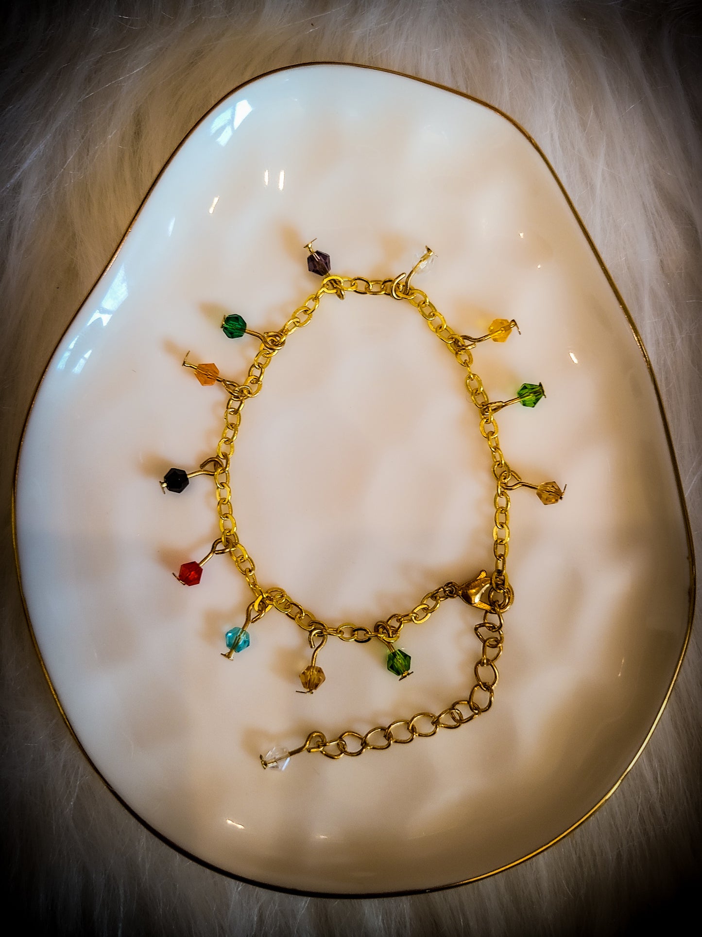 Rainbow Crystal Dangle Charm Bracelet