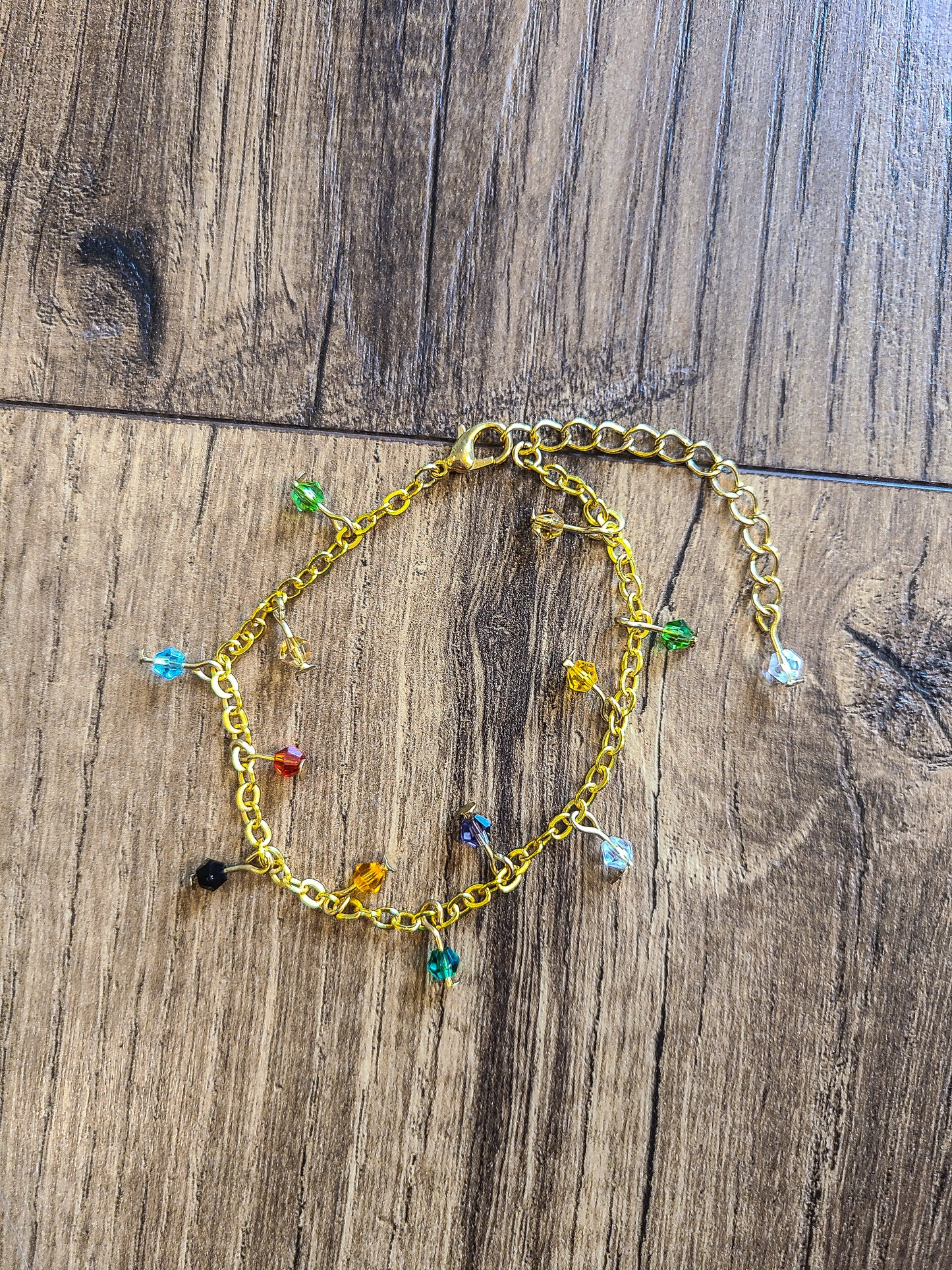 Rainbow Crystal Dangle Charm Bracelet