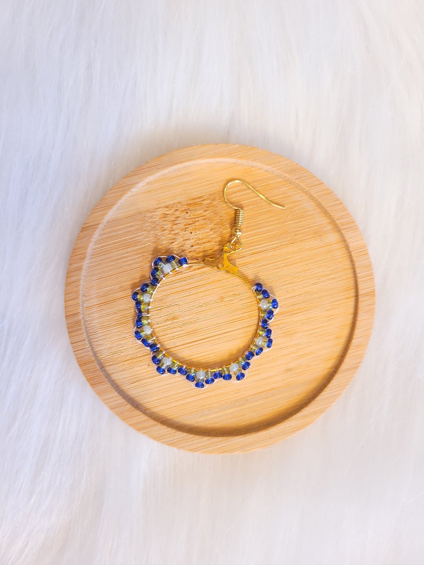 Boho Sunburst Seed Bead Hoop Earrings