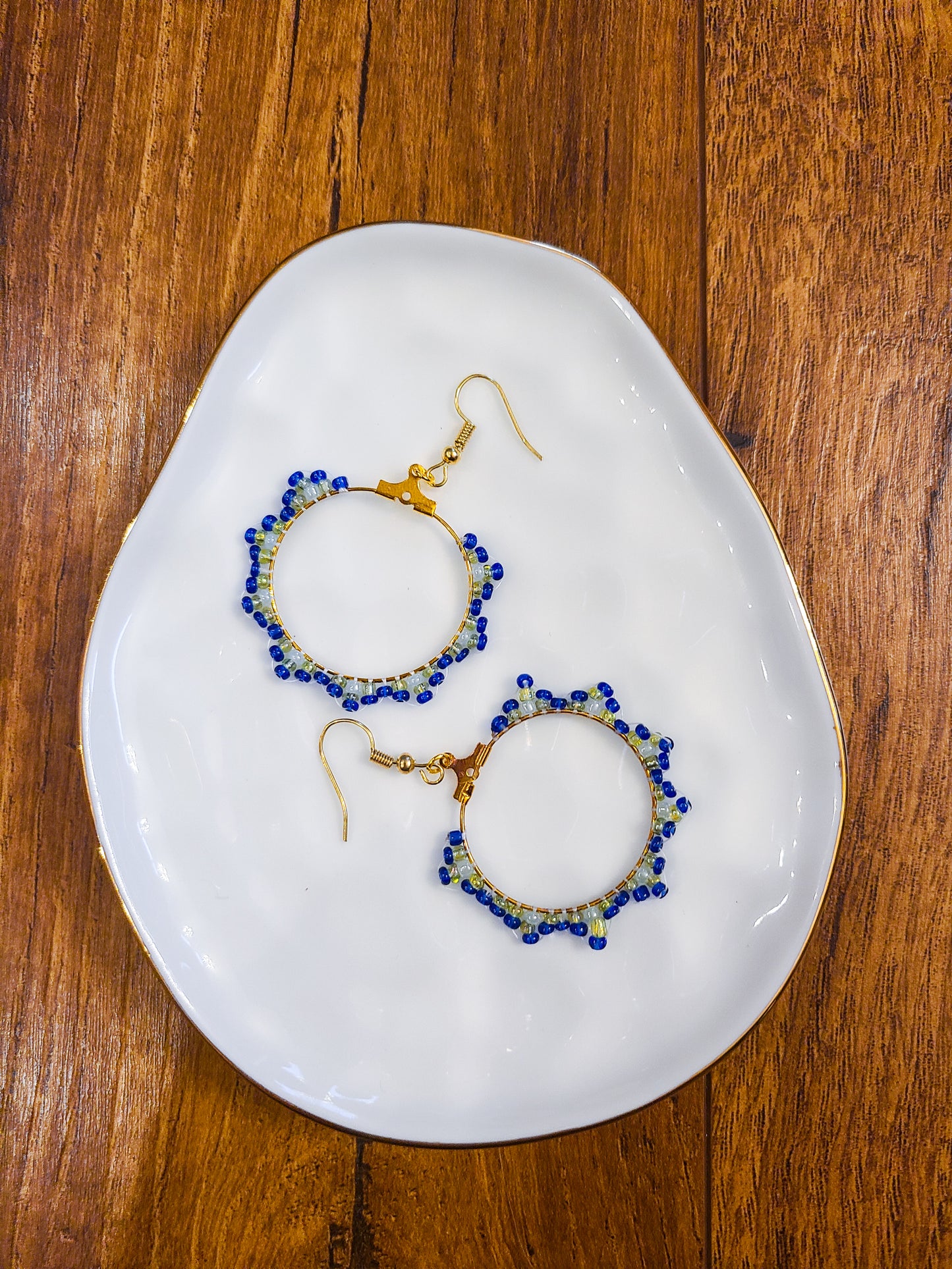 Boho Sunburst Seed Bead Hoop Earrings