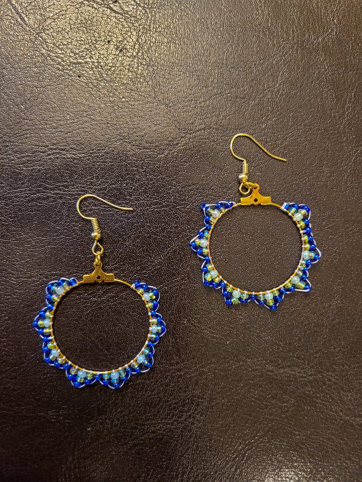 Boho Sunburst Seed Bead Hoop Earrings