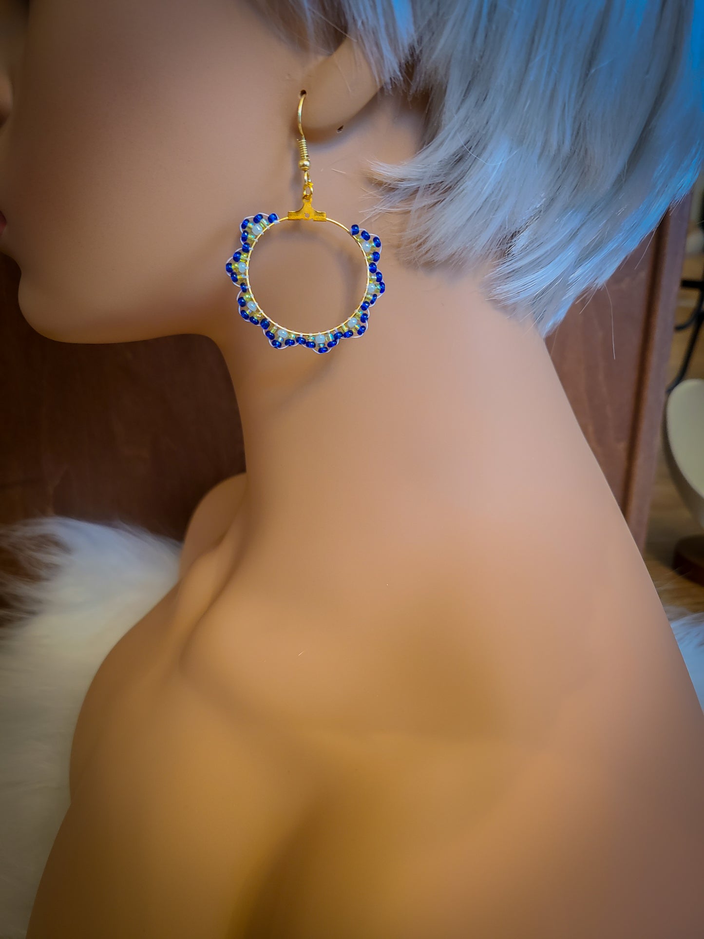Boho Sunburst Seed Bead Hoop Earrings