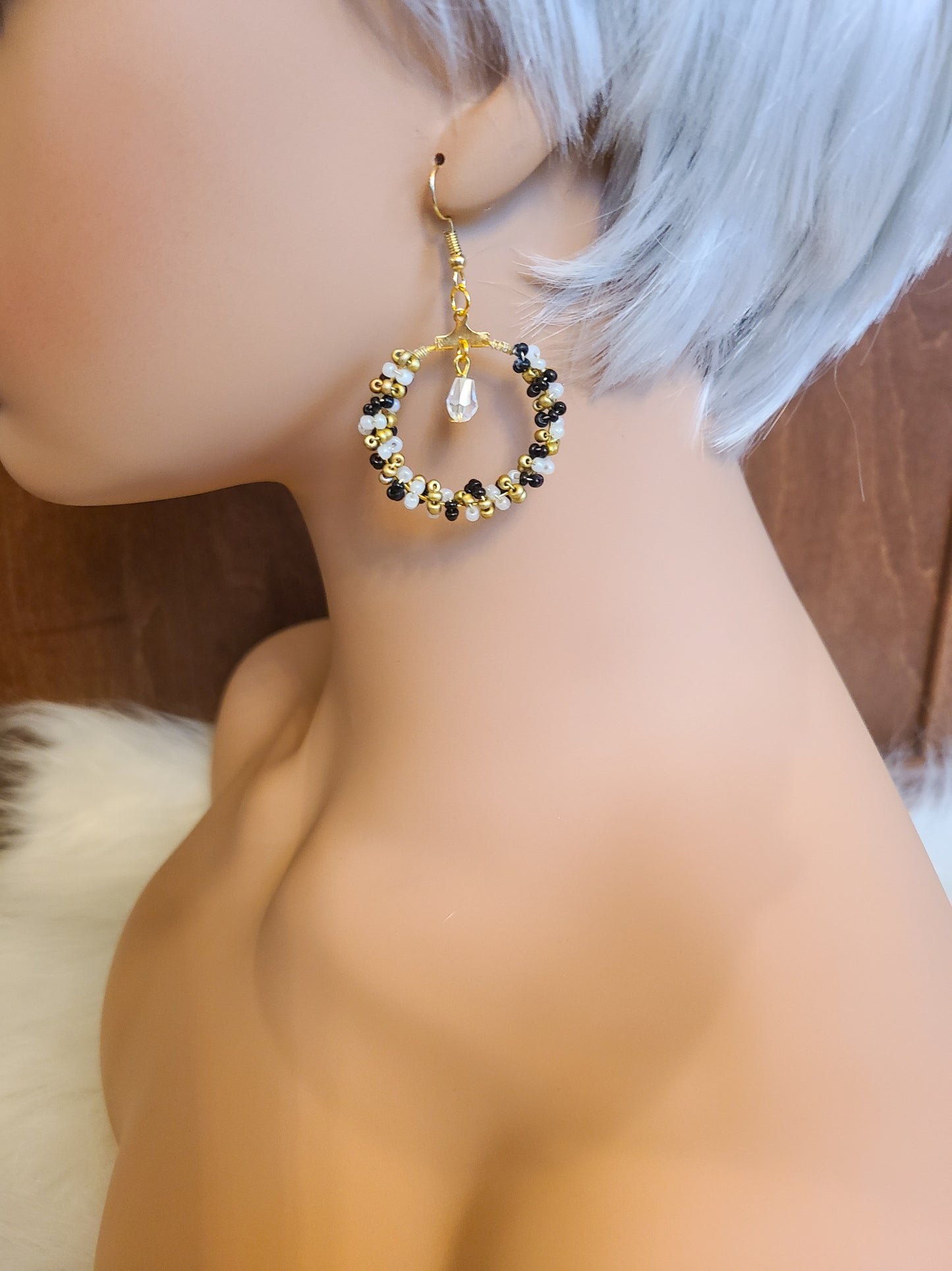Wrapped Seed Bead Hoop Earrings