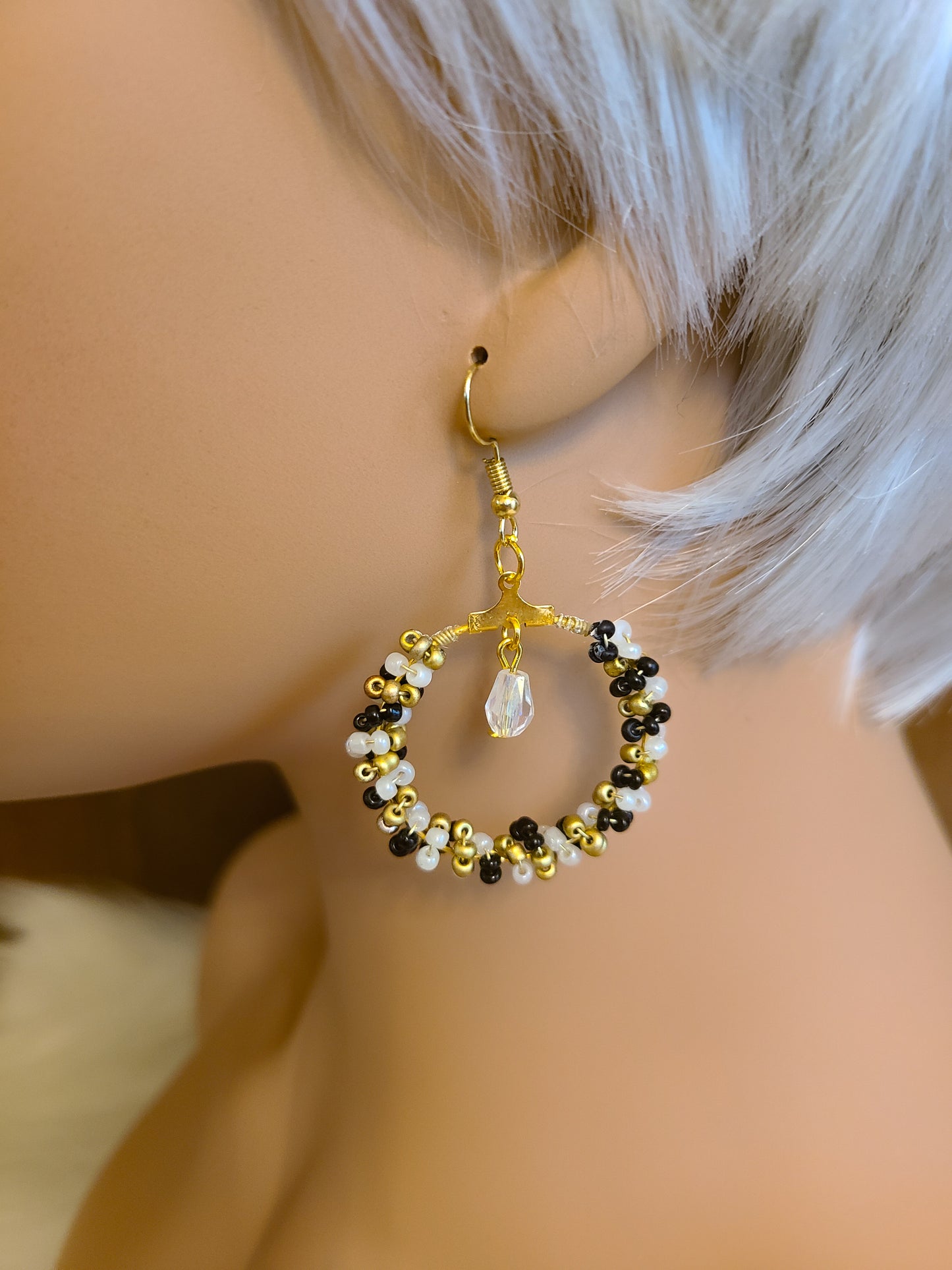 Wrapped Seed Bead Hoop Earrings