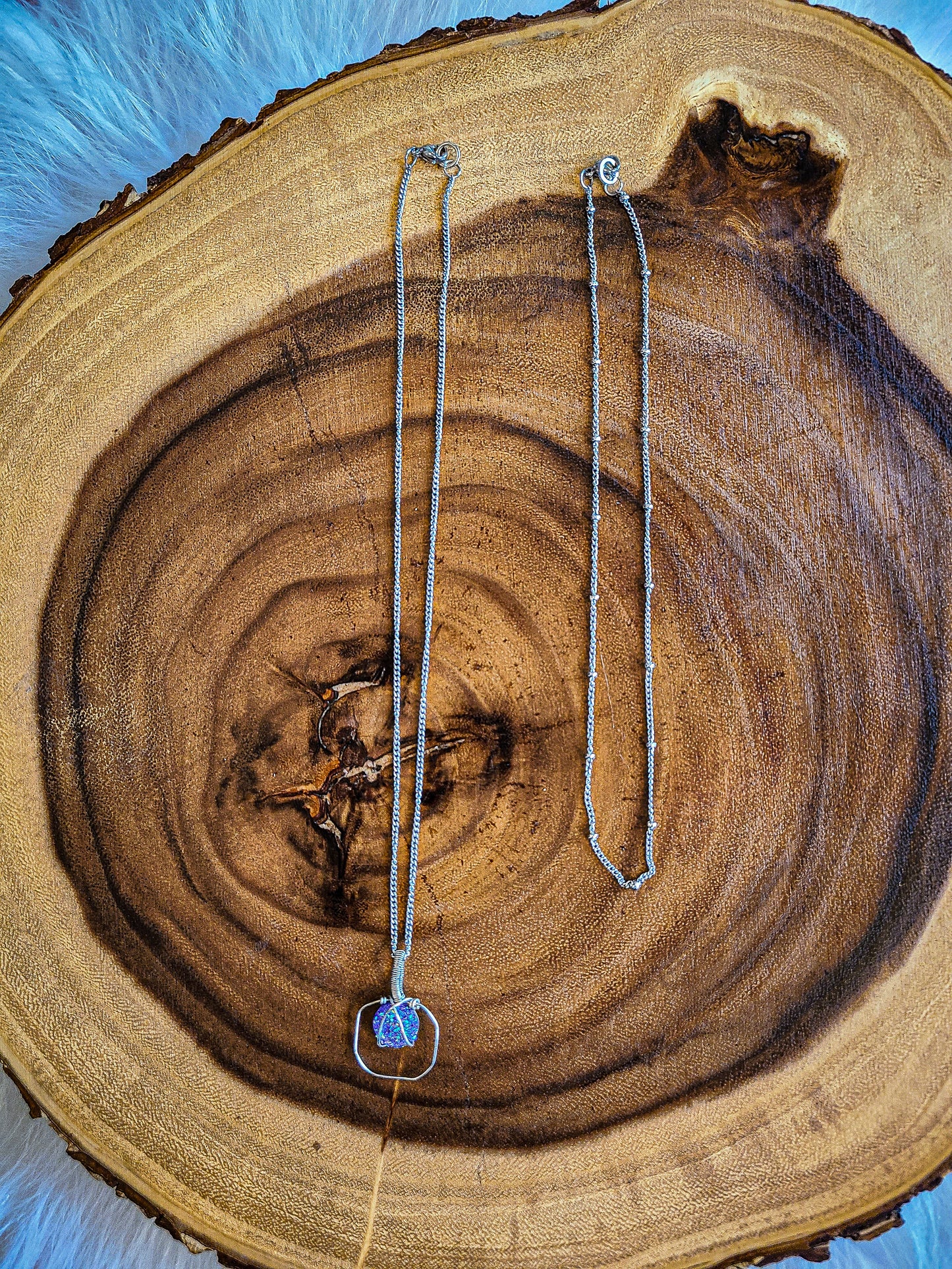 Silver Layered Cabochon Bead Necklace Set