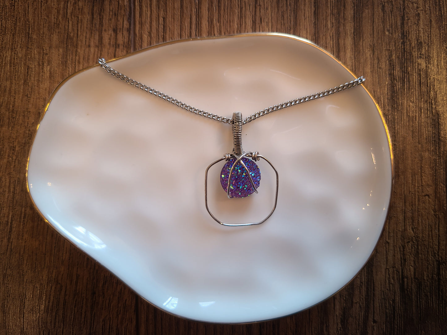 Silver Layered Cabochon Bead Necklace Set
