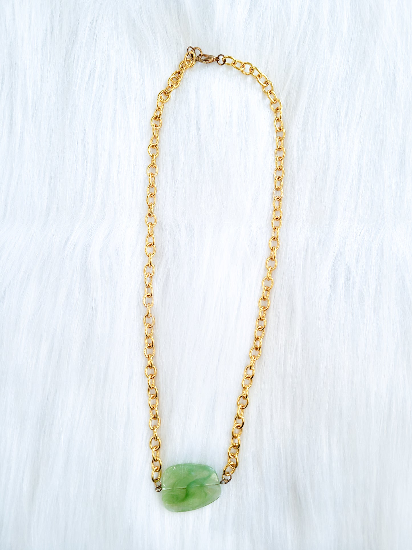 Chunky Jade Gold Pendant Necklace Set