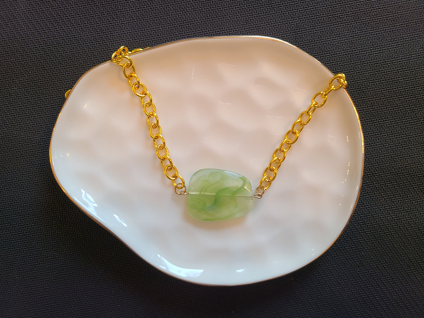 Chunky Jade Gold Pendant Necklace Set
