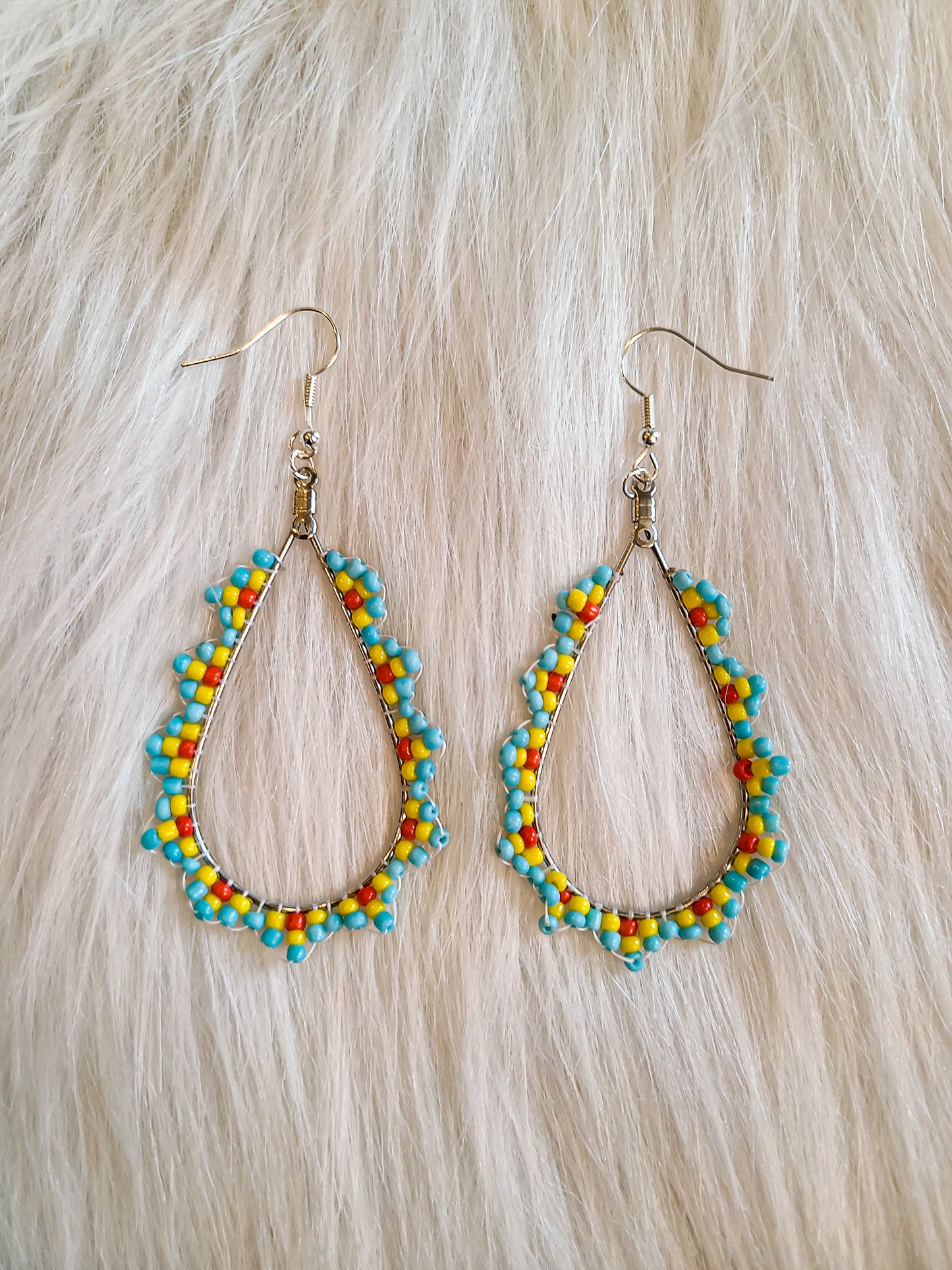 Multicolor Seed Bead Teardrop Earrings