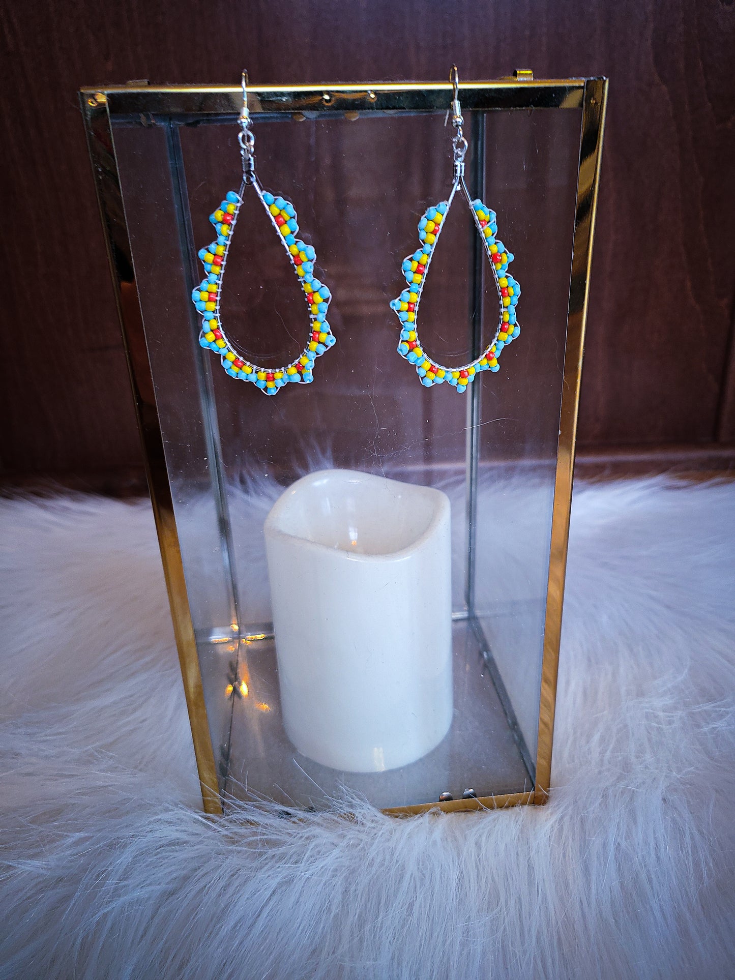 Multicolor Seed Bead Teardrop Earrings