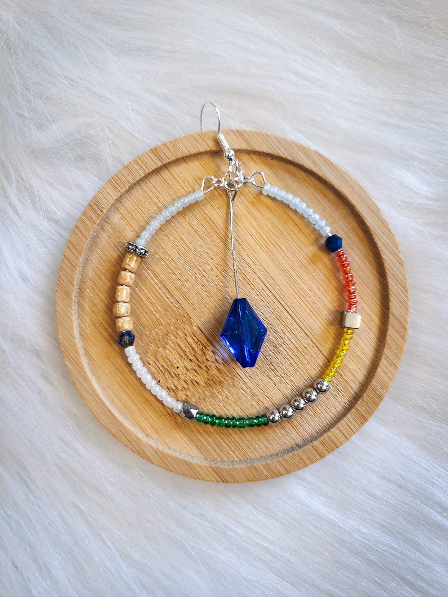 Mixed Media Multicolor Seed Bead Hoop Earrings